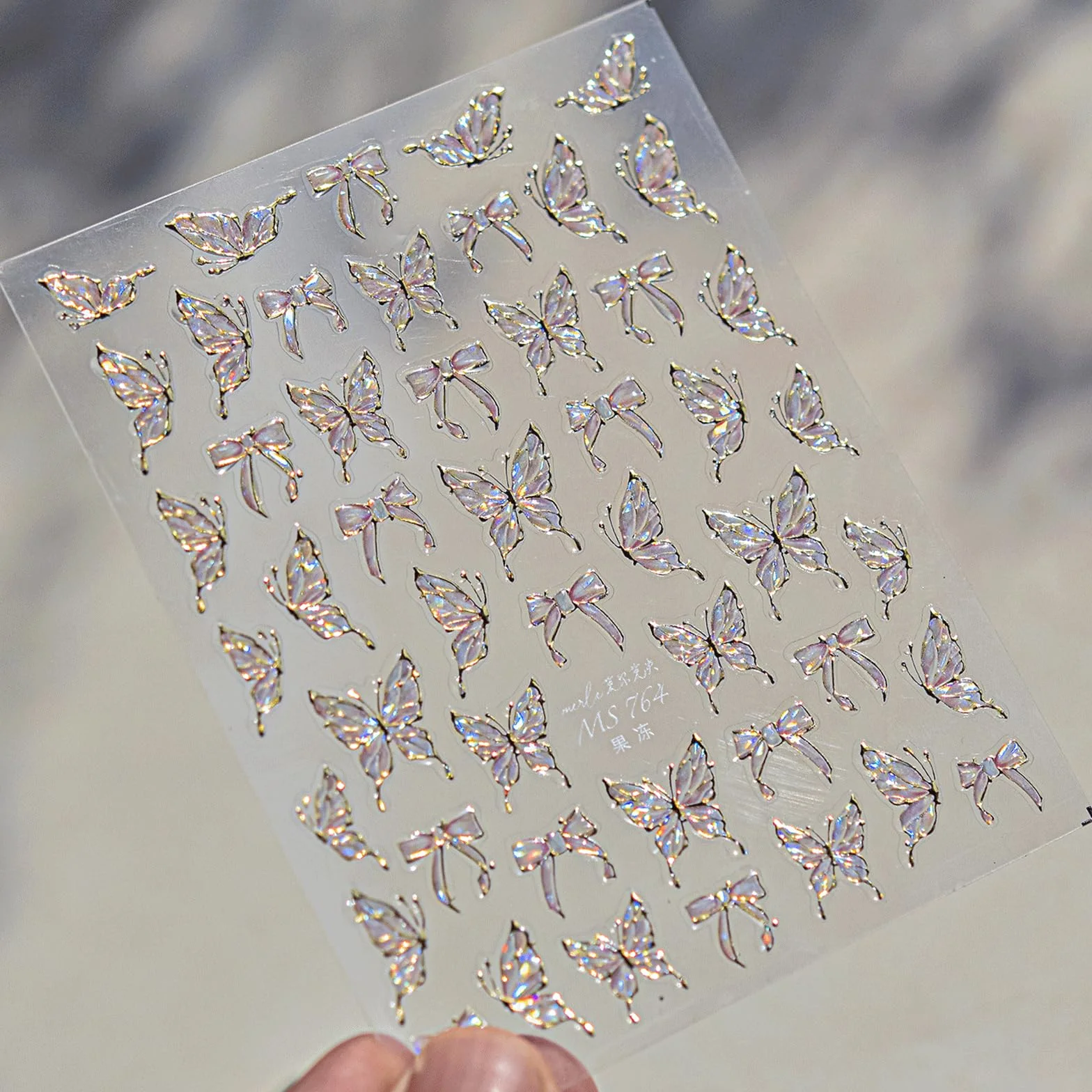 JMEOWIO 3D Motyl Kokarda Naklejki na Paznokcie 1 Arkuszy Nail Art Sticker Samoprzylepne Naklejek na Paznokcie Dekoracji Paznokci