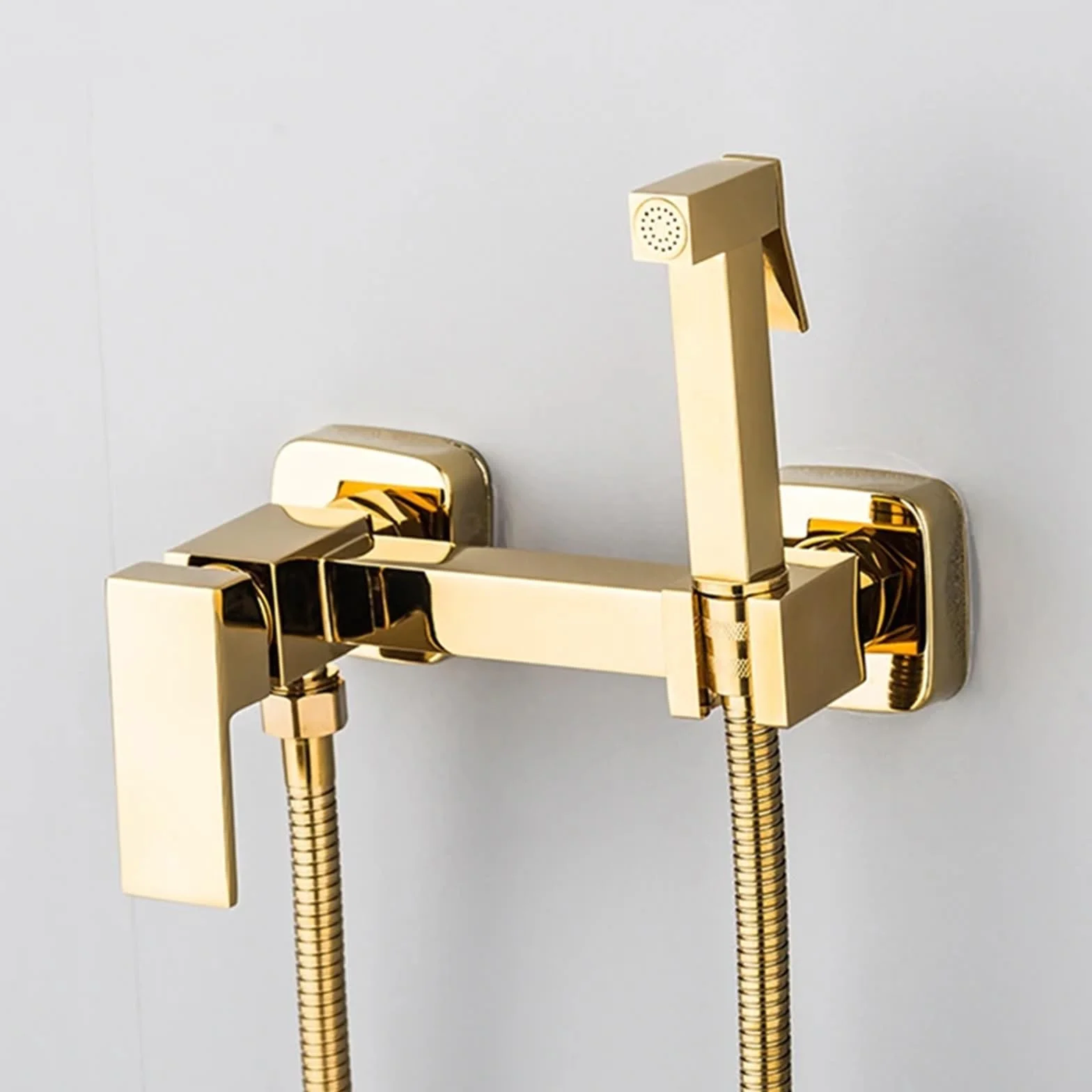 Bidet Bateria prysznicowa w kolorze złotym, higieniczny opryskiwacz, bateria natryskowa, bateria z mieszaczem ciepłej i zimnej wody, czarna bateria toaletowa (szczotkowany złoty)