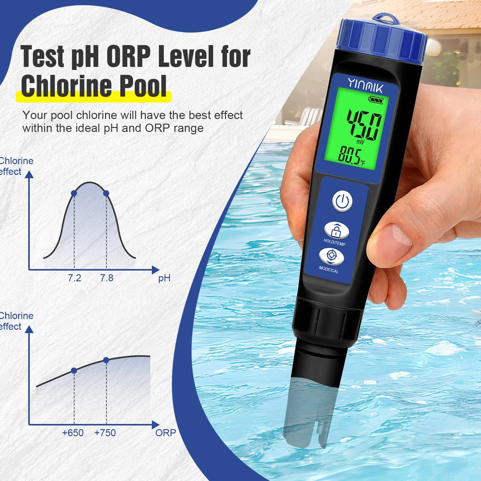 Miernik pH i zasolenia basenu 6 w 1 TDS ORP EC Tester temperatury PPM hydroponiczny