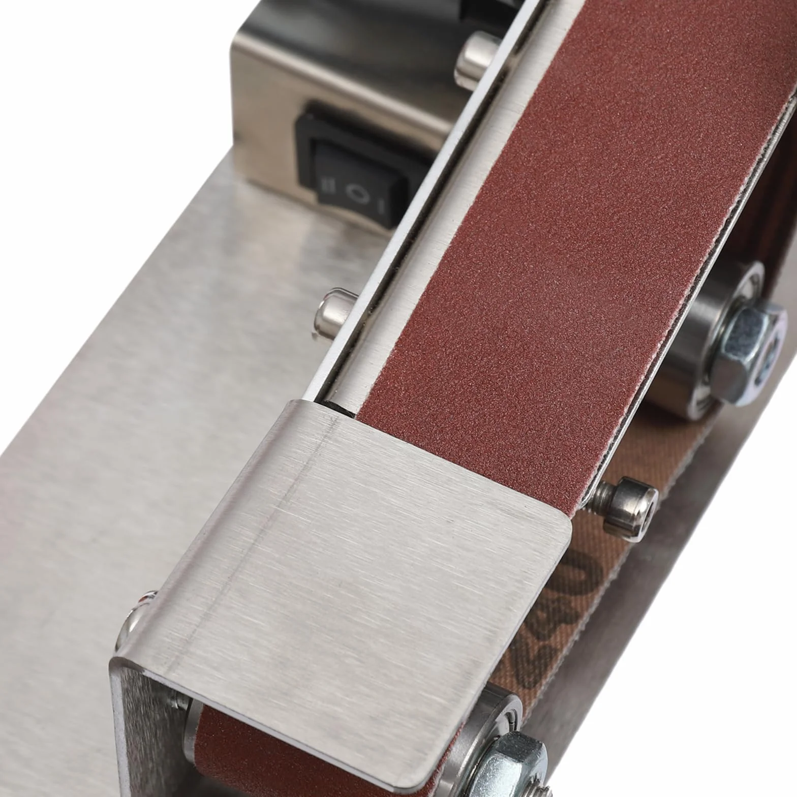 OUKANING Mini szlifierka taśmowa i szlifierka stołowa, 150 W, Mini Band Sander z 7 prędkościami (do 9000 obr./min), 20 x taśmy szlifierskie 30 x 330 mm, nóż szlifierka taśmowa do obróbki drewna/metalu