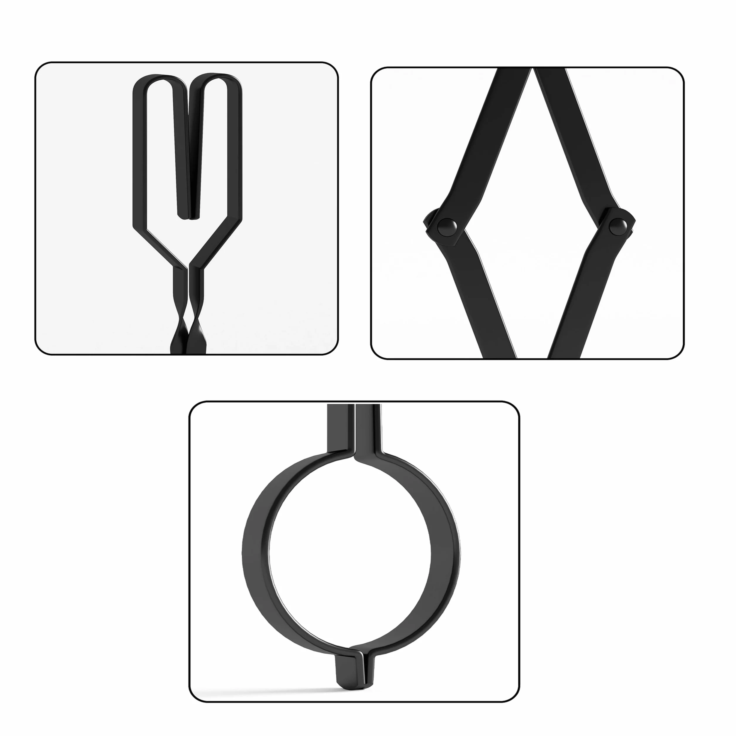 Kingson Arc Design Szczotki do kominka – 66 cm Chwytak do drewna opałowego do kominka wewnętrznego, paleniska na zewnątrz i ogniska obozowiskowego – szlifowany kolor czarny