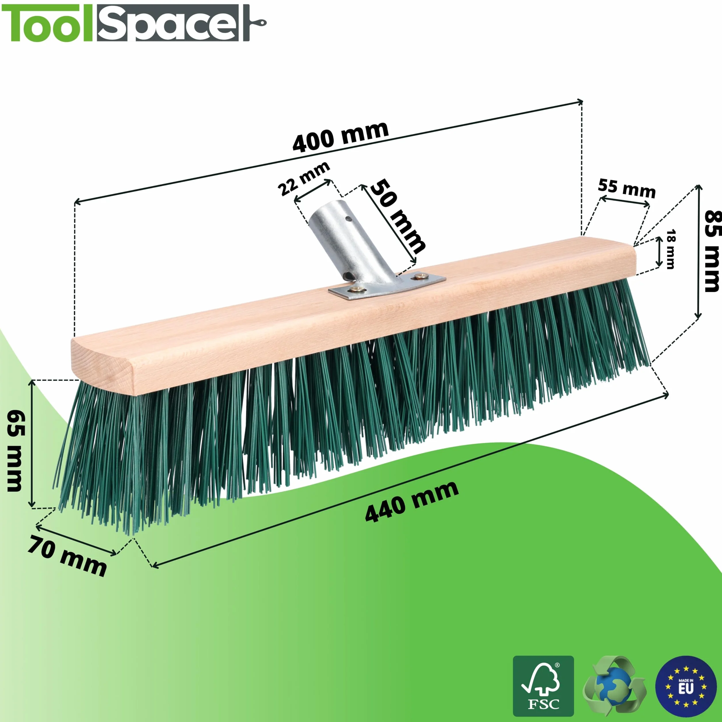 ToolSpace Szczotka do zamiatania ulic i kostki brukowej Miotła Ulicówka 40 cm do Użytku na Zewnątrz Miotła Ogrodowa do Podjazdu Tarasu Chodników Podwórka Garażu Patio Werandy