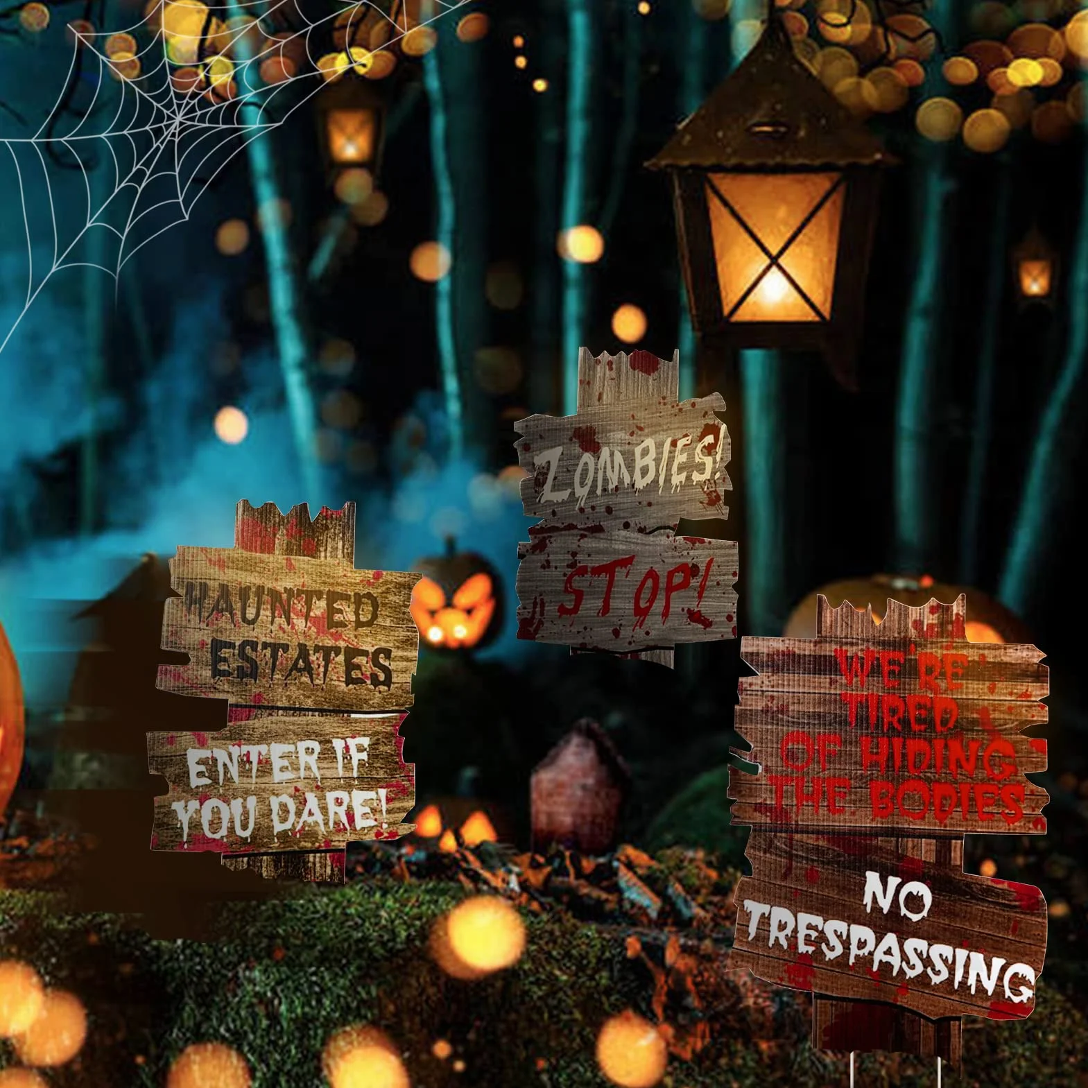 Halloweenowe rekwizyty horroru znak Keep Out dekoracja ogród podwórko ostrzeżenie typ 2