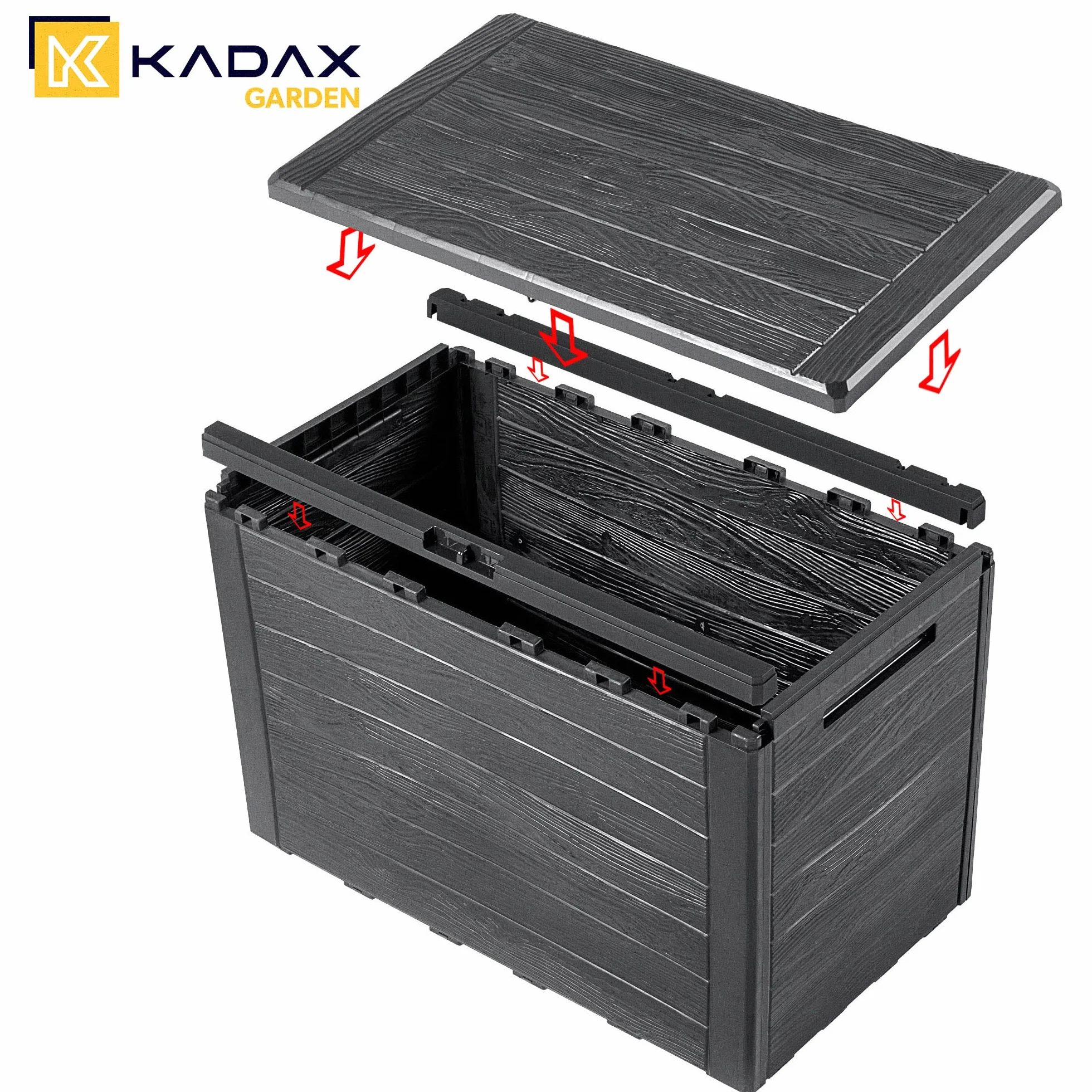 KADAX Skrzynia ogrodowa 190 l antracyt na poduszki zabawki podkładki