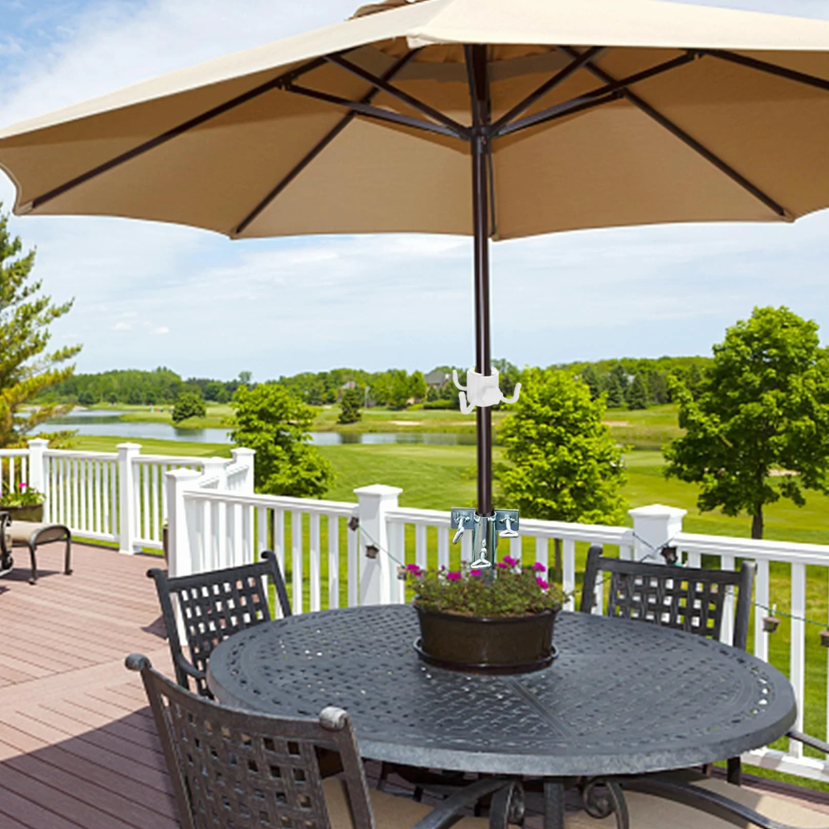 Regulowany uchwyt na parasol przeciwsłoneczny Ø 25-38 mm do balustrady balkonowej
