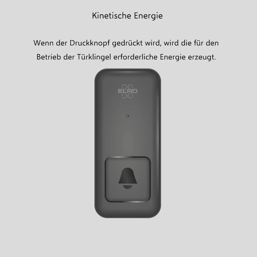 ELRO DB4000 Kinetic bezprzewodowy zestaw dzwonków do drzwi, z 2 odbiornikami wtykowymi z gniazdkiem, nie wymaga baterii, 150 metrów