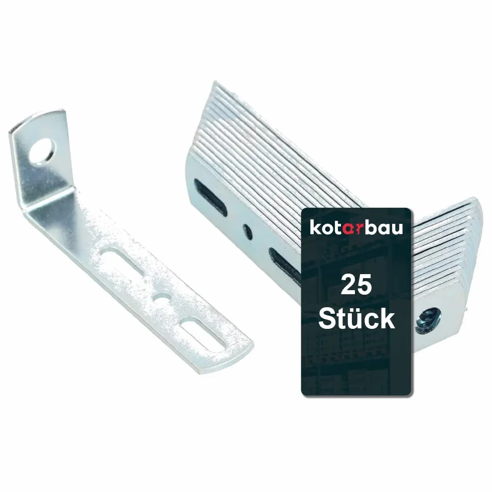 KOTARBAU Mocowanie ścienne 75 x 25 x 15 mm stal zabezpieczenie przed przewróceniem kątownik konstrukcyjny mocowanie szafy łącznik meblowy ocynkowany łącznik do drewna kątownik montażowy, srebro, 75 mm