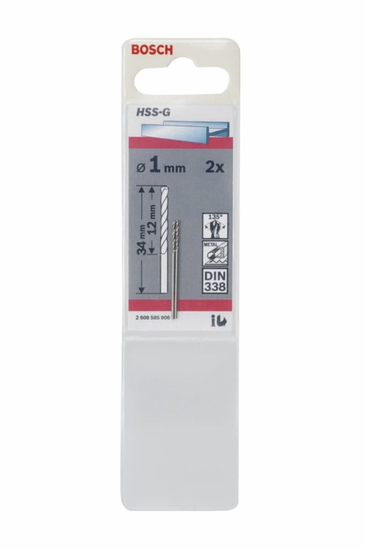Bosch Professional 2 szt. Wiertła do metalu HSS-G (Ø 1 mm, Akcesoria wiertarek)