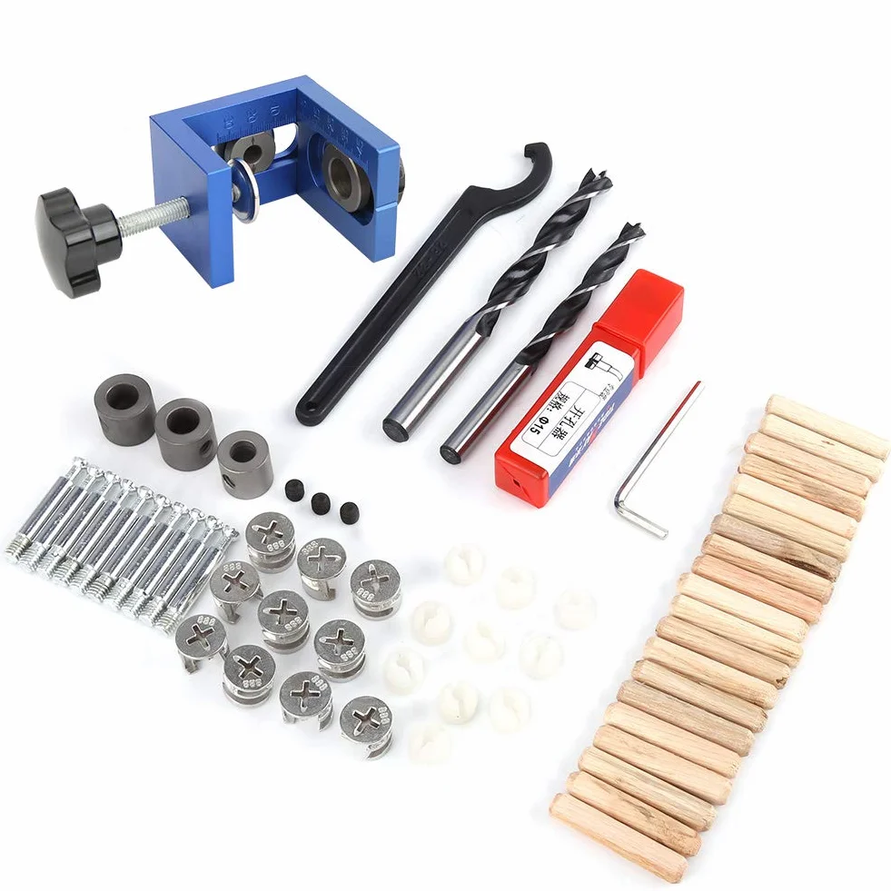 Narzędzie do obróbki drewna, instrukcja wiercenia otworów w kołkach drewnianych Jig Drill Bit Kit narzędzie do pozycjonowania stołu