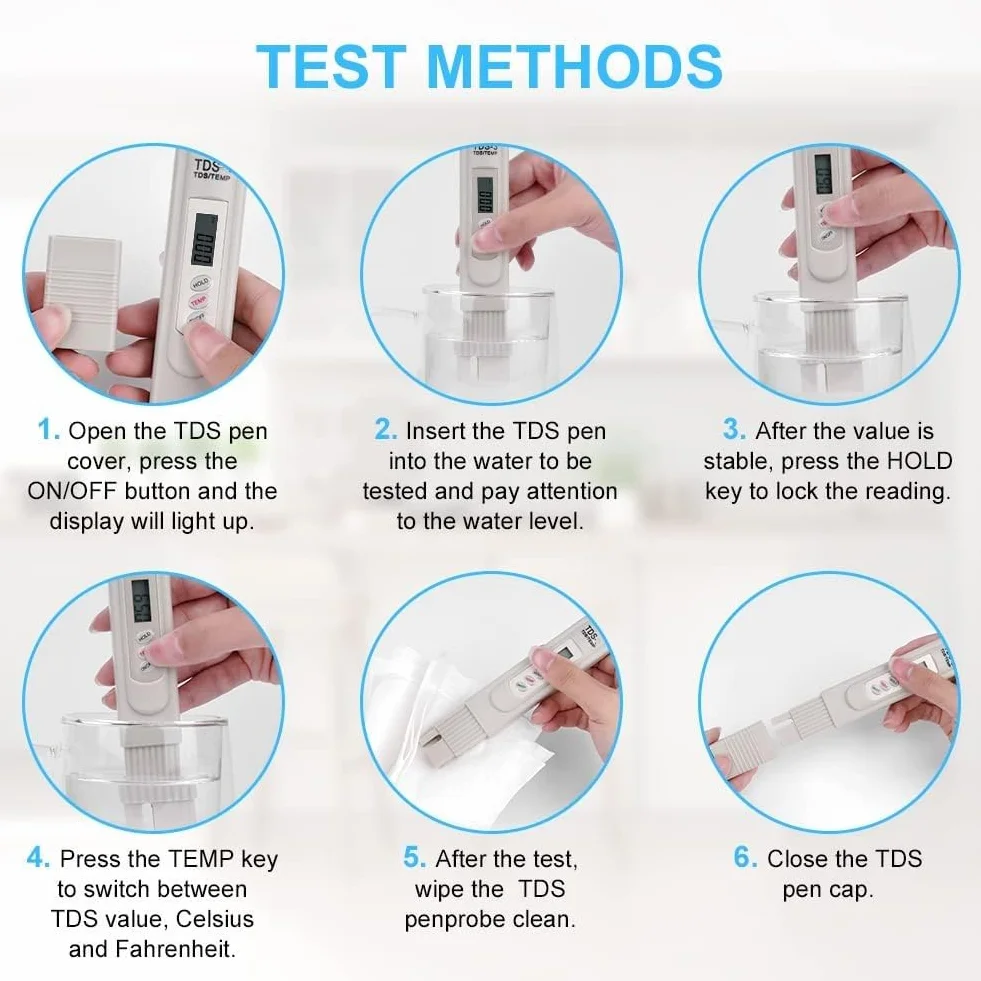 Flintronic Test jakości wody, miernik TDS, dokładność odczytu +/- 2%, tester wody TDS/Temp 2 w 1, do wody pitnej, basenu, hydroponiki, akwarium