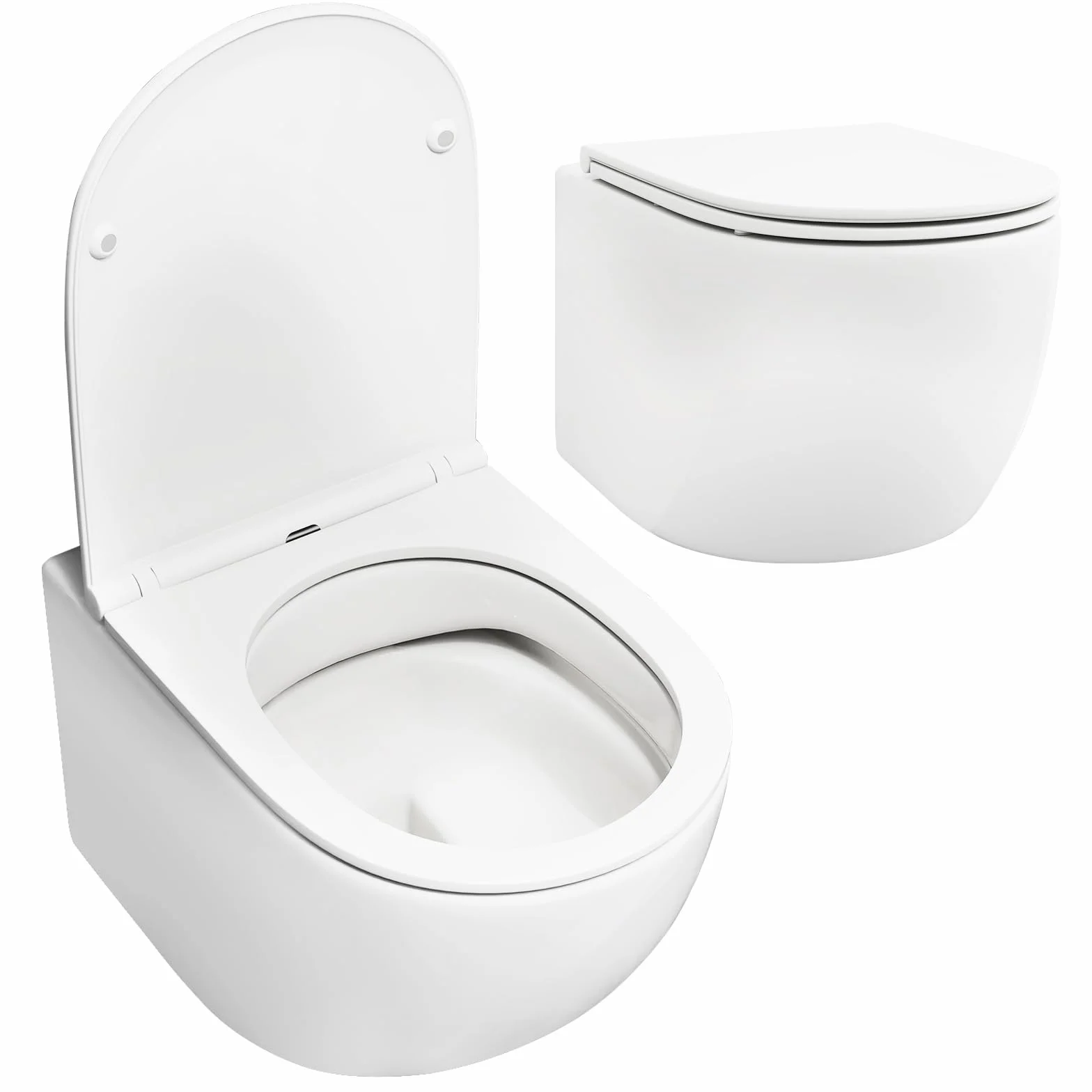 LIFEZEAL Wisząca muszla klozetowa, ścienna WC z podwójnym spłukiwaniem, bez obramowania, z zestawem montażowym, energooszczędna miska ustępowa, ceramiczna miska wolnoopadająca, montaż na ścianie, 52,5