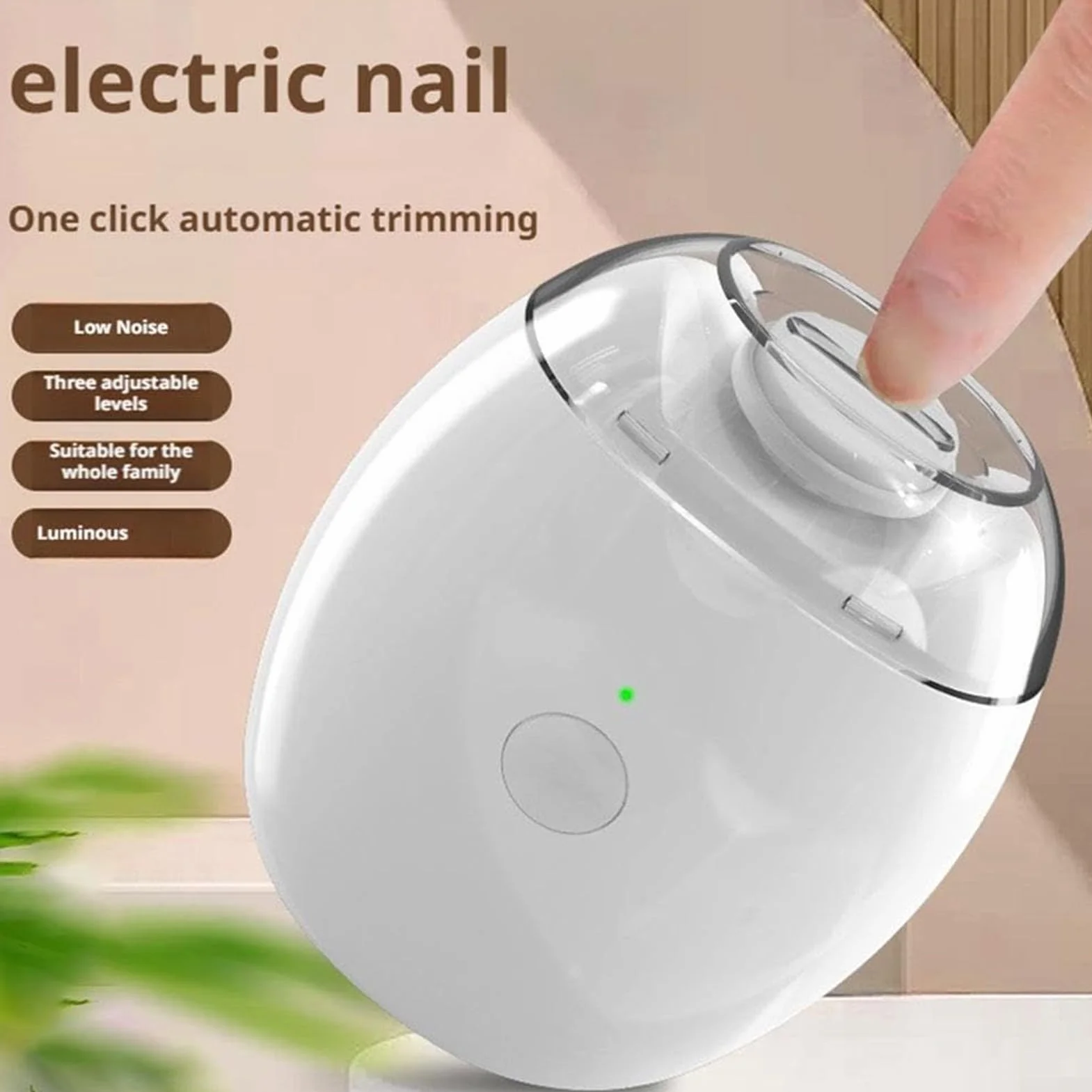 Elektryczny obcinacz do paznokci z 3 pr?dko?ciami, ?dzia do przycinania pedicure z pilnikiem, inteligentny obcinacz do paznokci ze ?wiat?em, do salonów domowych, podró?y, codziennej konserwacji