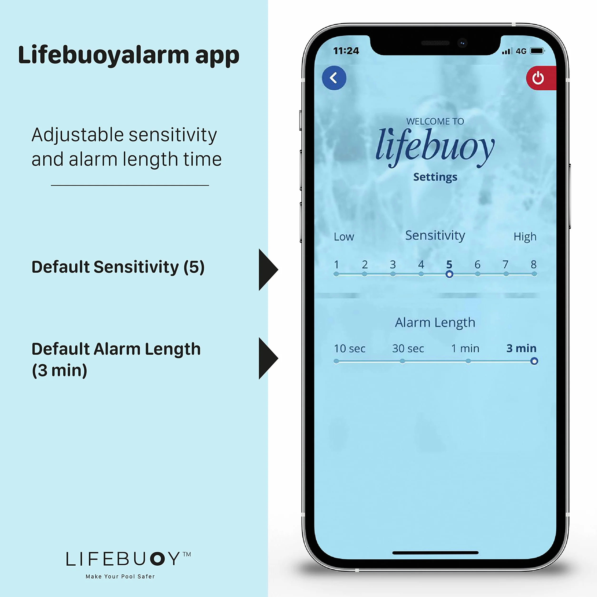 Lifebuoy System alarmowy do basenu inteligentny sterowany aplikacją wydajna syrena