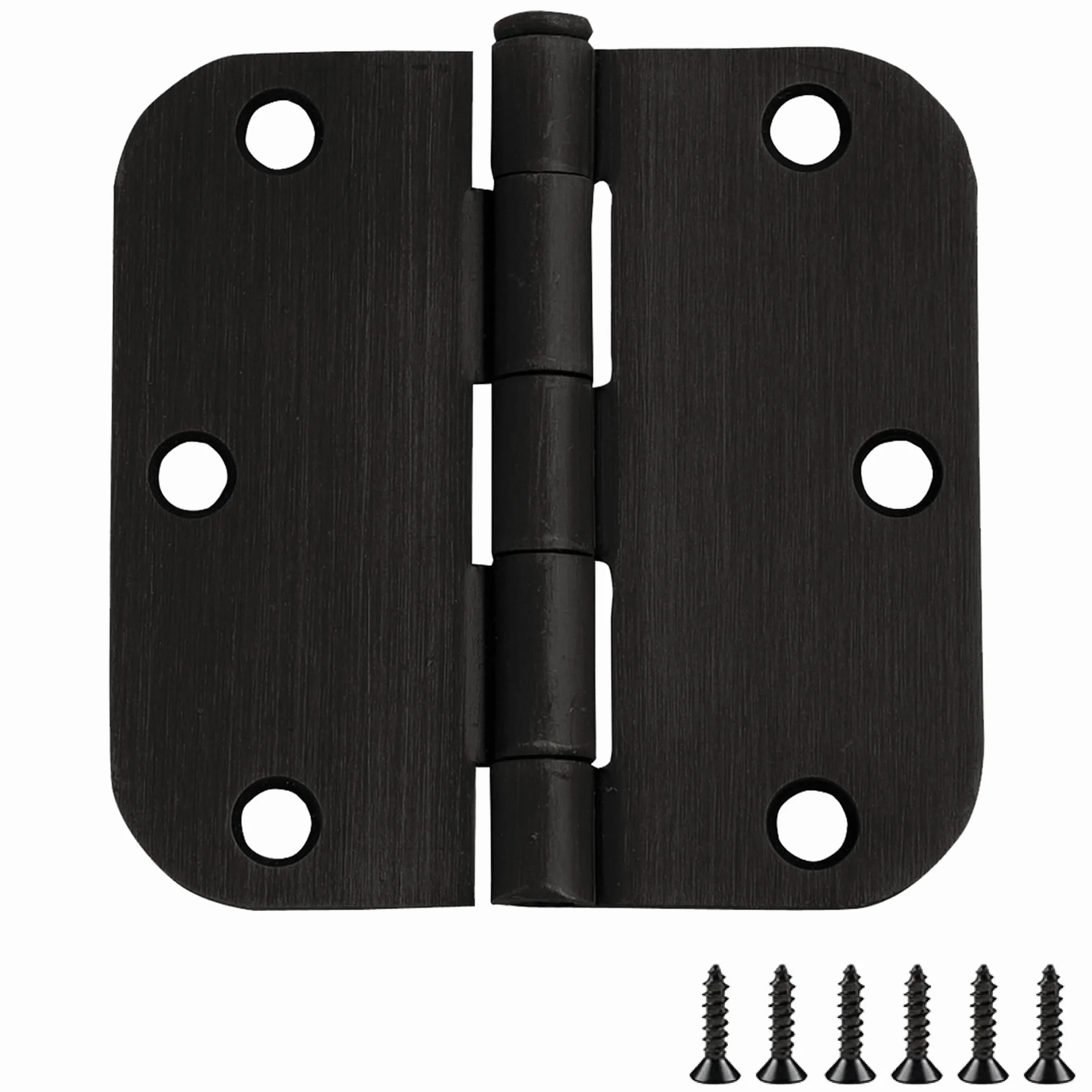 Zawiasy drzwiowe do drzwi wewnętrznych 12-pak 8,9 cm x 8,9 cm - zaokrąglony zawias do drzwi stalowych o promieniu 5/20.3 cm - brąz olejowany - pasuje do drzwi standardowych - Design House 189779