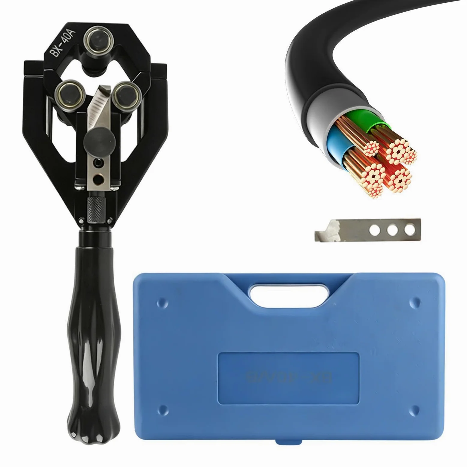 Ściągacz Izolacji z Kabli Izolowane szczypce zaciskowo-tnące do kabli | Ściągacz izolacji z przewodów 22-40 mm Do Odłączania, Cięcia Terminali, Śrub i Ściągania Izolacji w Motoryzacyjn