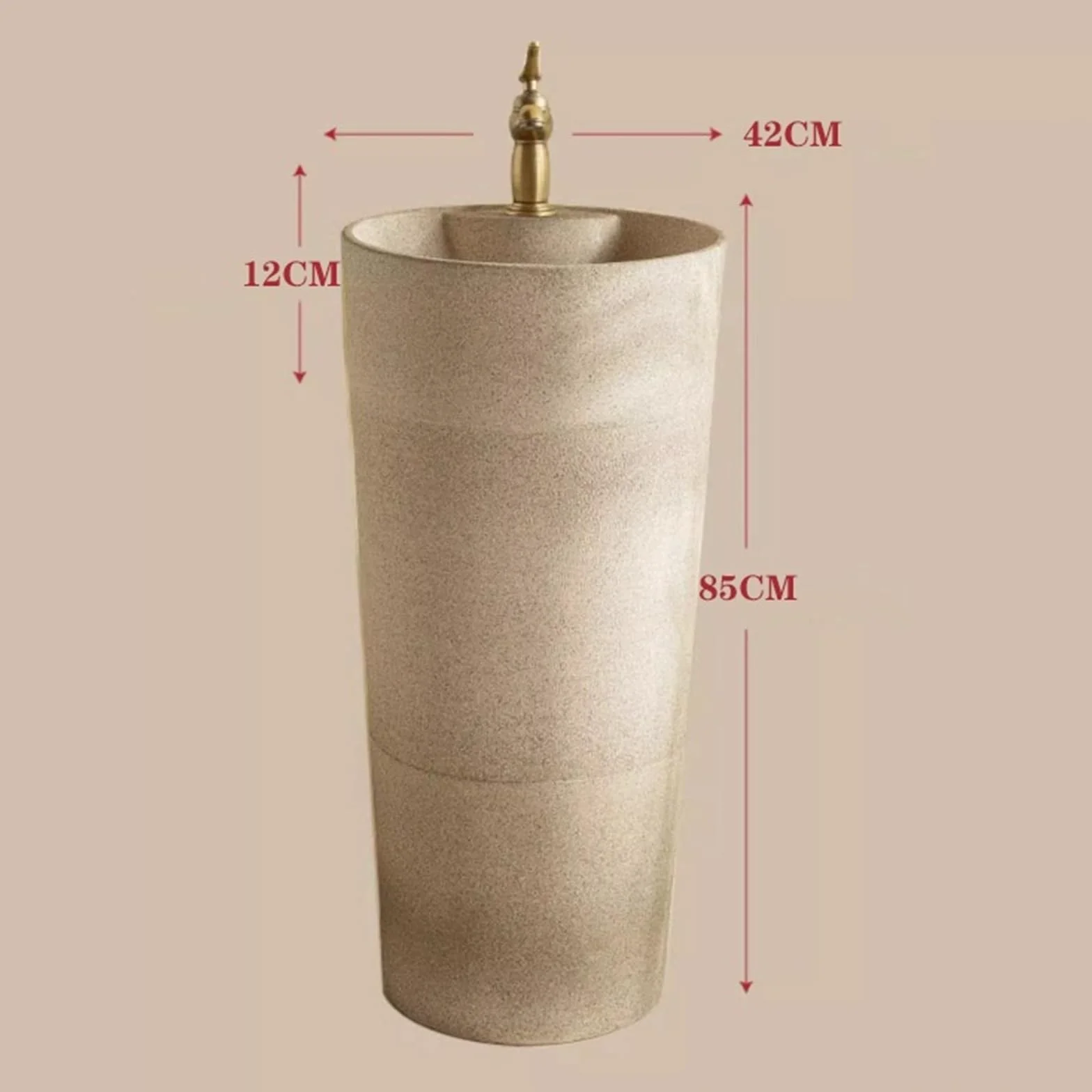 Umywalka na cokole, zewnętrzna ceramiczna umywalka kolumnowa, jednoczęściowa umywalka na cokole z jednym otworem na baterię, umywalka stojąca na balkonie, łazienka, umywa,A
