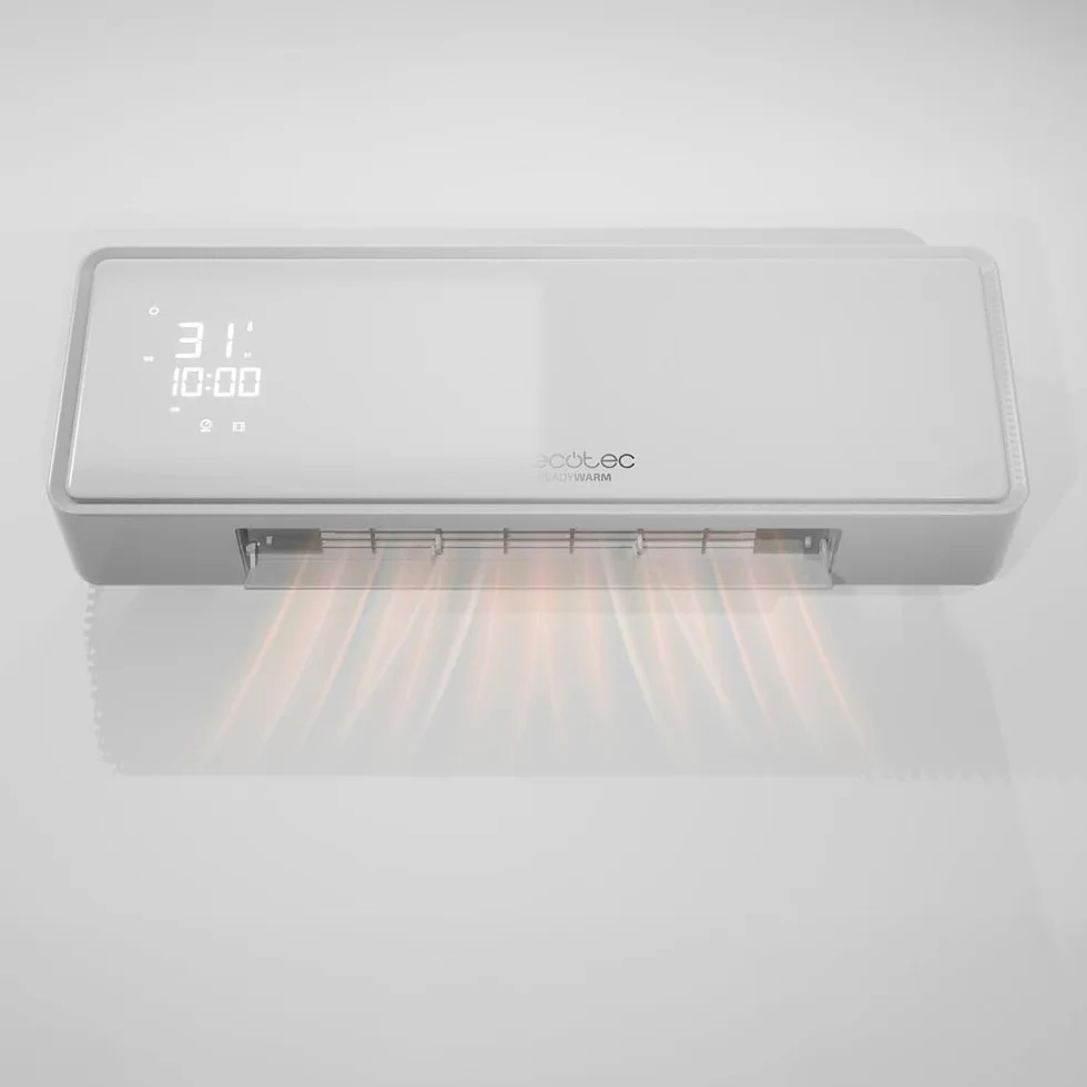 Cecotec Ceramiczny grzejnik ścienny z wyświetlaczem LED i pilotem gotowym ciepłym 5310 PowerBox Ceramic. 2000W, 3 tryby, timer 24 h, oscylacja, IP23, zestaw montażowy, zasięg 20m2