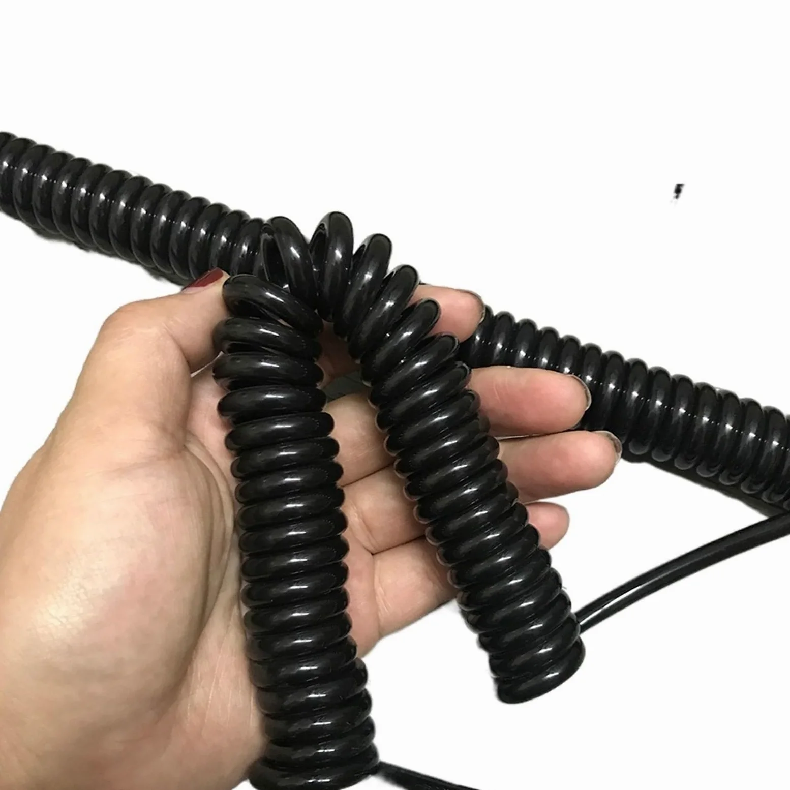 Przewód sprężynowy, Ogrodzenie Kabel ładujący Oświetlenie Specjalny kabel spiralny Wciągnik elektryczny Drut sprężynowy napędowy(15awg 1.5mm2,Stretch 2.5 meters)