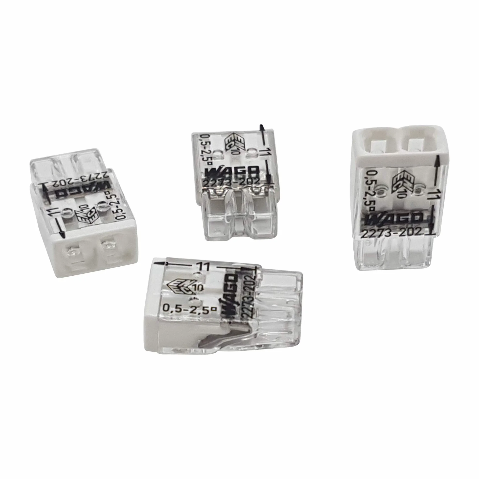 Wago 2273-202 Zestaw 50 zacisków zacisków COMPACT Ø 0,5-2,5 mm² 2 piny przezroczyste/białe