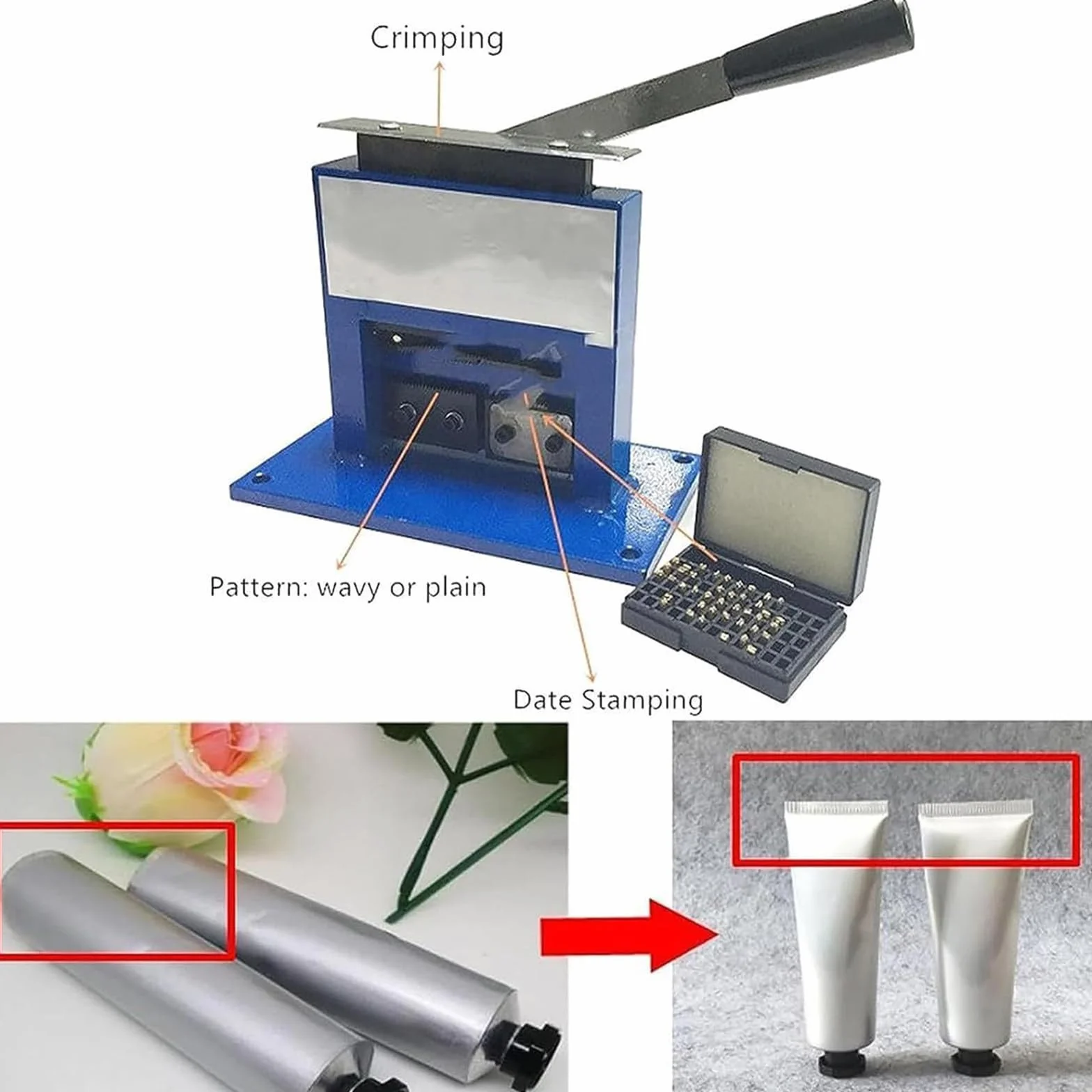 Aluminiowa zgrzewarka do rur do pakowania pasty do zębów, ręczne narzędzie do zaciskania z koderem daty, mała zgrzewarka do rur