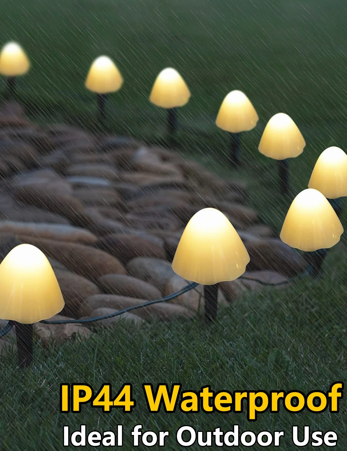 Solarna lampa ogrodowa z 20 diodami LED, z grzybami do użytku na zewnątrz, 5 m, 8 trybów pracy, wodoszczelna, dekoracja na podwórko, chodnik, drogę, wesele, imprezę, choinkę, urodziny, ciepła biel