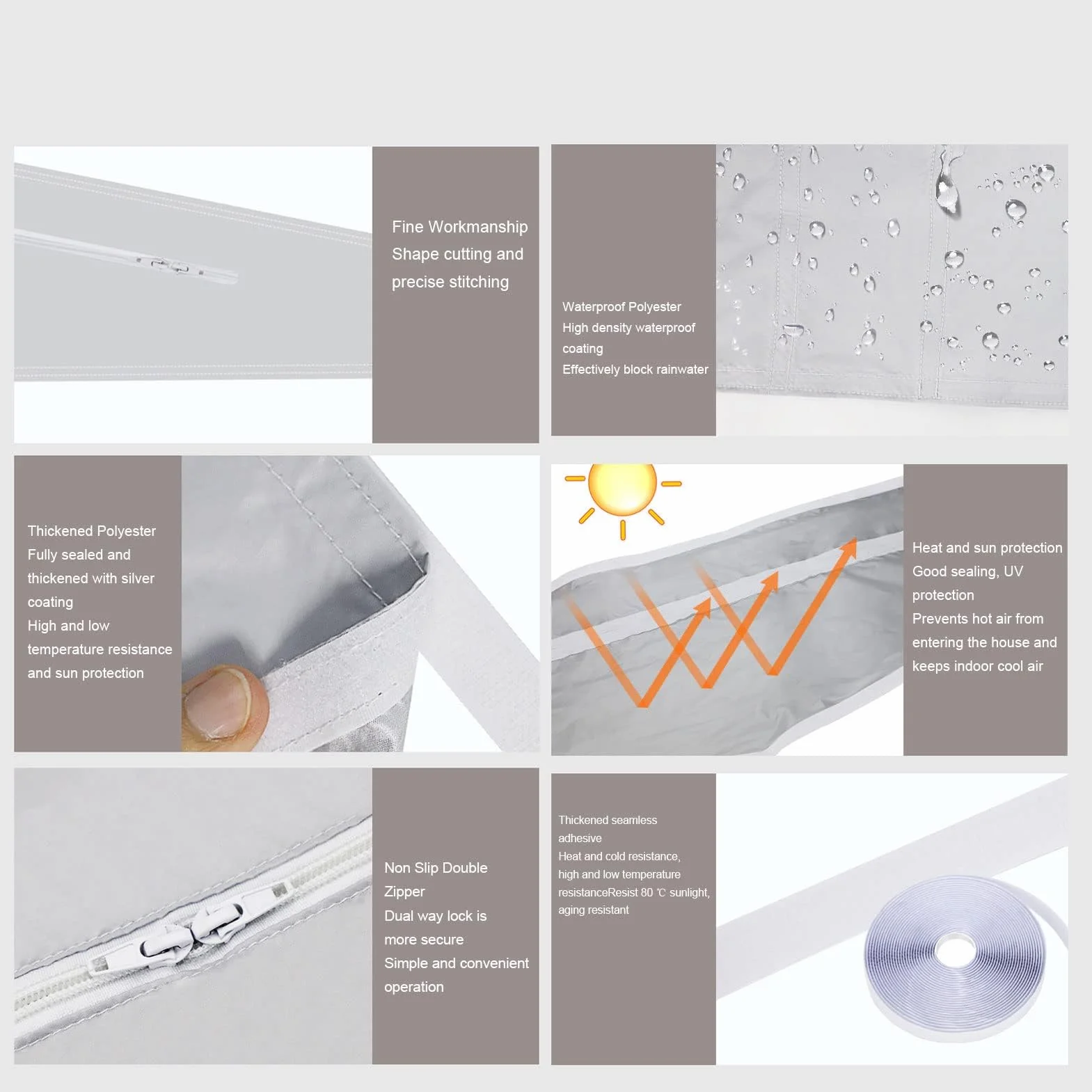 Air Conditioner Window Seal Kit Silver Grey Portable Window Sealing Cloth Universal AC Window Frame Sealing Kit (3 Meter / 9.8ft)
