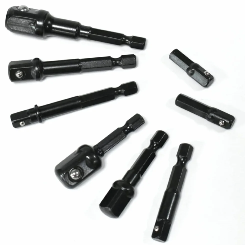 Adapter nasadki wiertarskiej 1/4 ''przedłużenie chwytu sześciokątnego do wkrętarki udarowej 1/2 ''3/8'' 1/2'' z łbem kwadratowym zestaw adapterów wierteł narzędzia ręczne, C, 8 sztuk