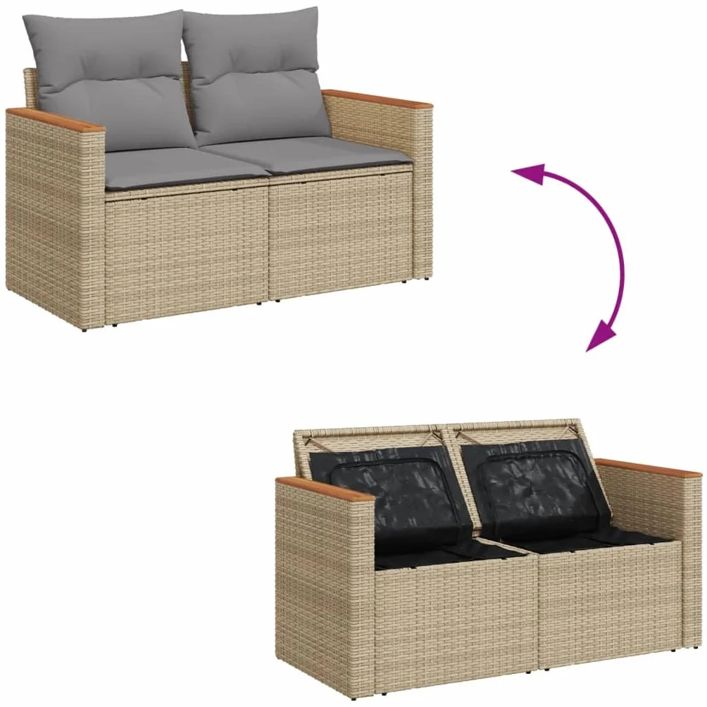 vidaXL Sofa ogrodowa 2-osobowa polirattan beż