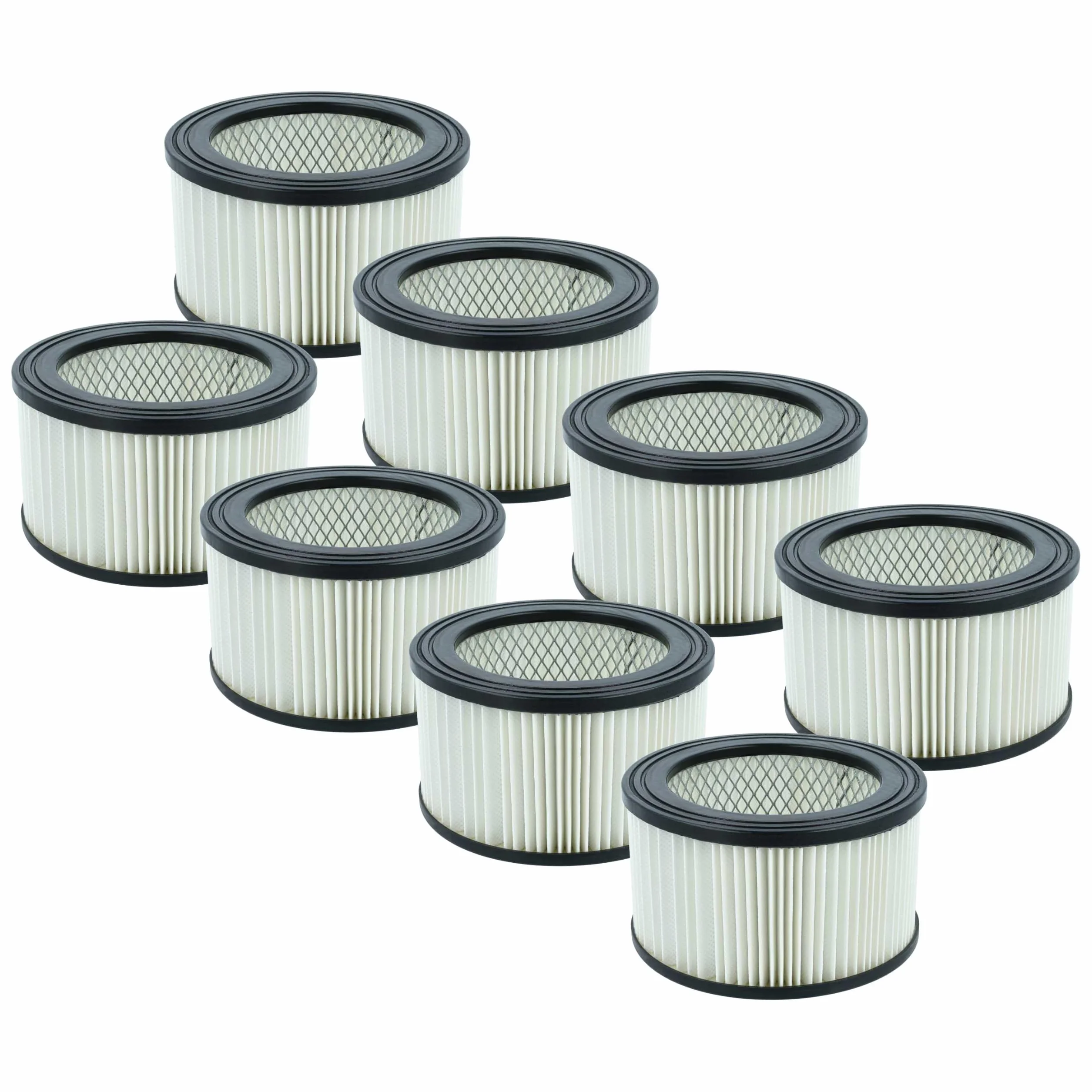 vhbw 8 x filtr harmonijkowy kompatybilny z VONROC VC505AC, VC507DC, VC808AA odkurzacz do popiołu – filtr nabojowy, czarny, biały, zmywalny