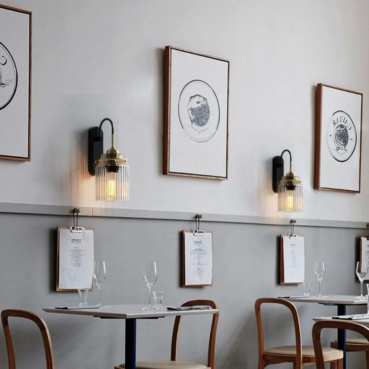 Szklana lampa ścienna E27 w stylu vintage, lampa ścienna do wnętrz w stylu industrialnym, retro, w kształcie lejka, kryształowa lampa ścienna z metalową podstawą, lampka nocna, dekoracyjna lampa do s