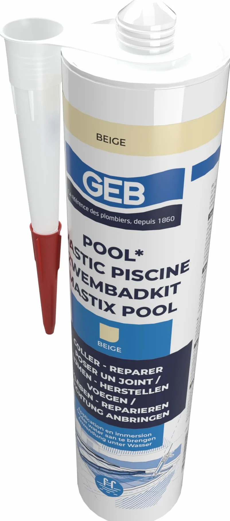GEB Specjalny wodoodporny uszczelniacz basenowy Beżowy 290 ML do klejenia, fugowania i naprawiania