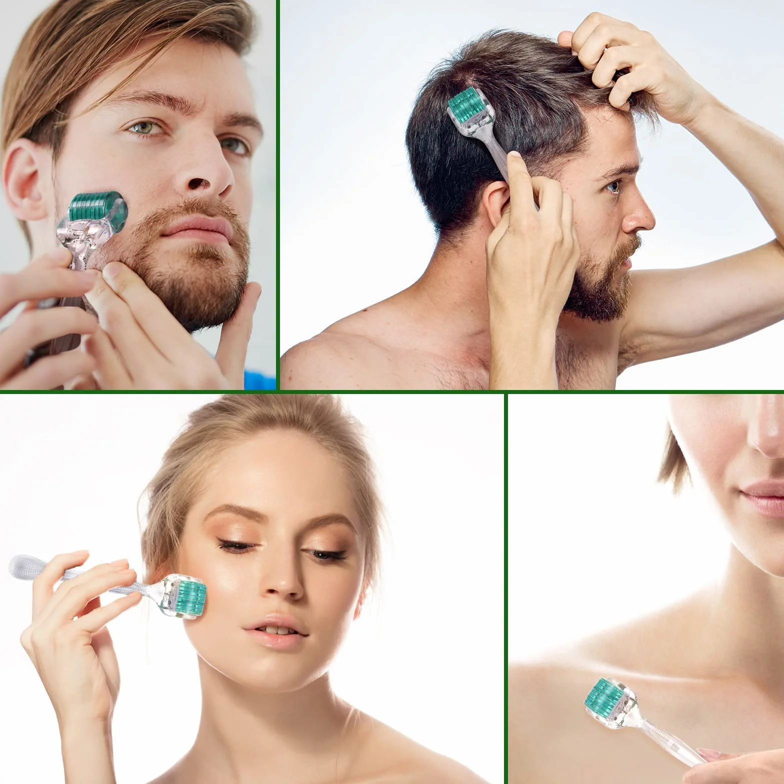 ACWOO Beard Roller 0,5 mm, Derma roller 192 prawdziwych igieł 0,5 mm, Derma Roller do wzrostu brody, Beard Roller z mikroigłami do twarzy i ciała – ściągający i modelujący dla mężczyzn i kobiet