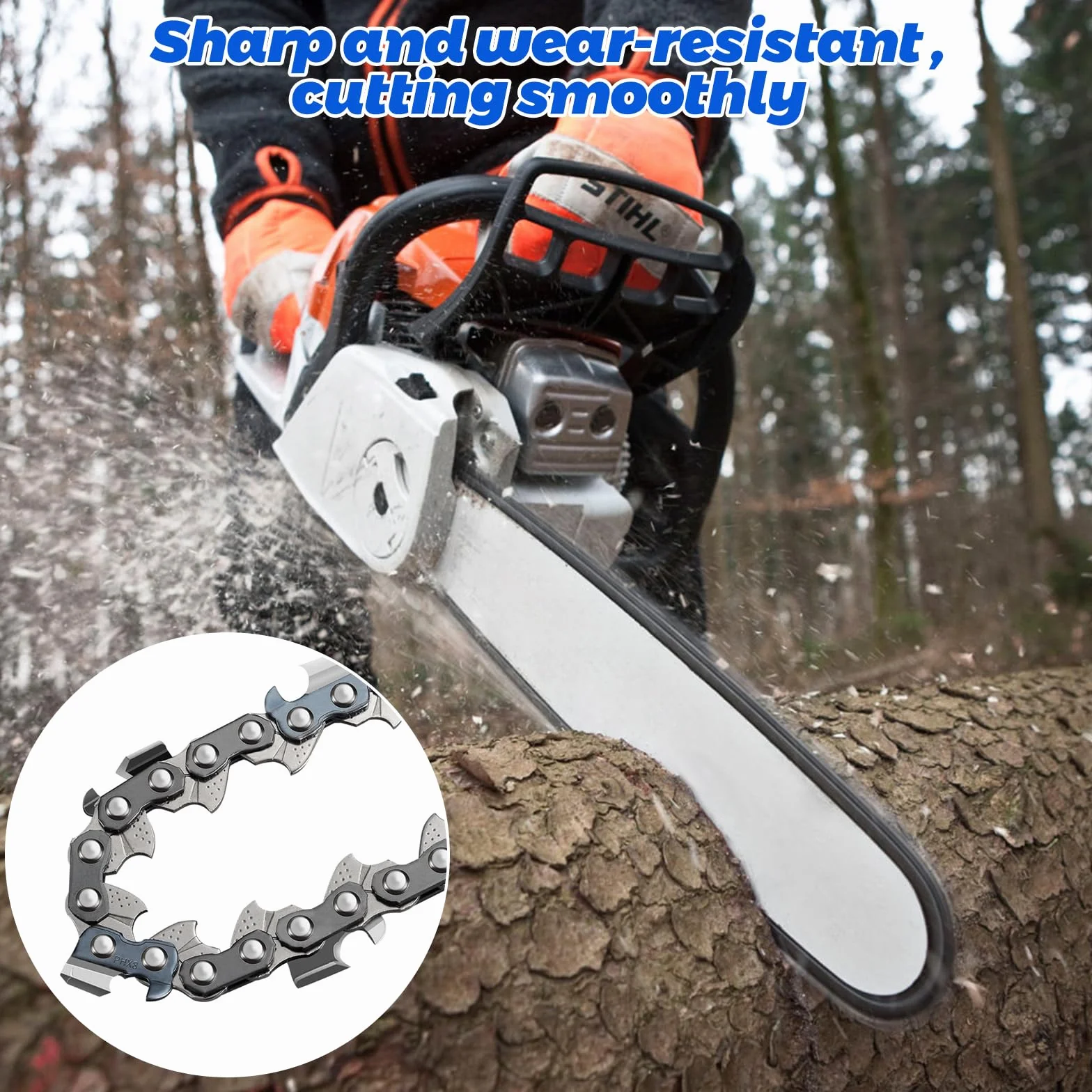 Zestaw 4 łańcuchów do piły 3/8" 1,3 mm 52 TG 35 cm, kompatybilne z AKE 35 S, DUC353