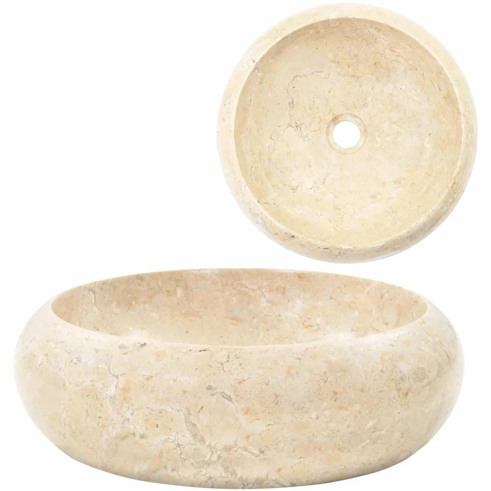 vidaXL Umywalka, 40 x 12 cm, marmurowa, kremowa