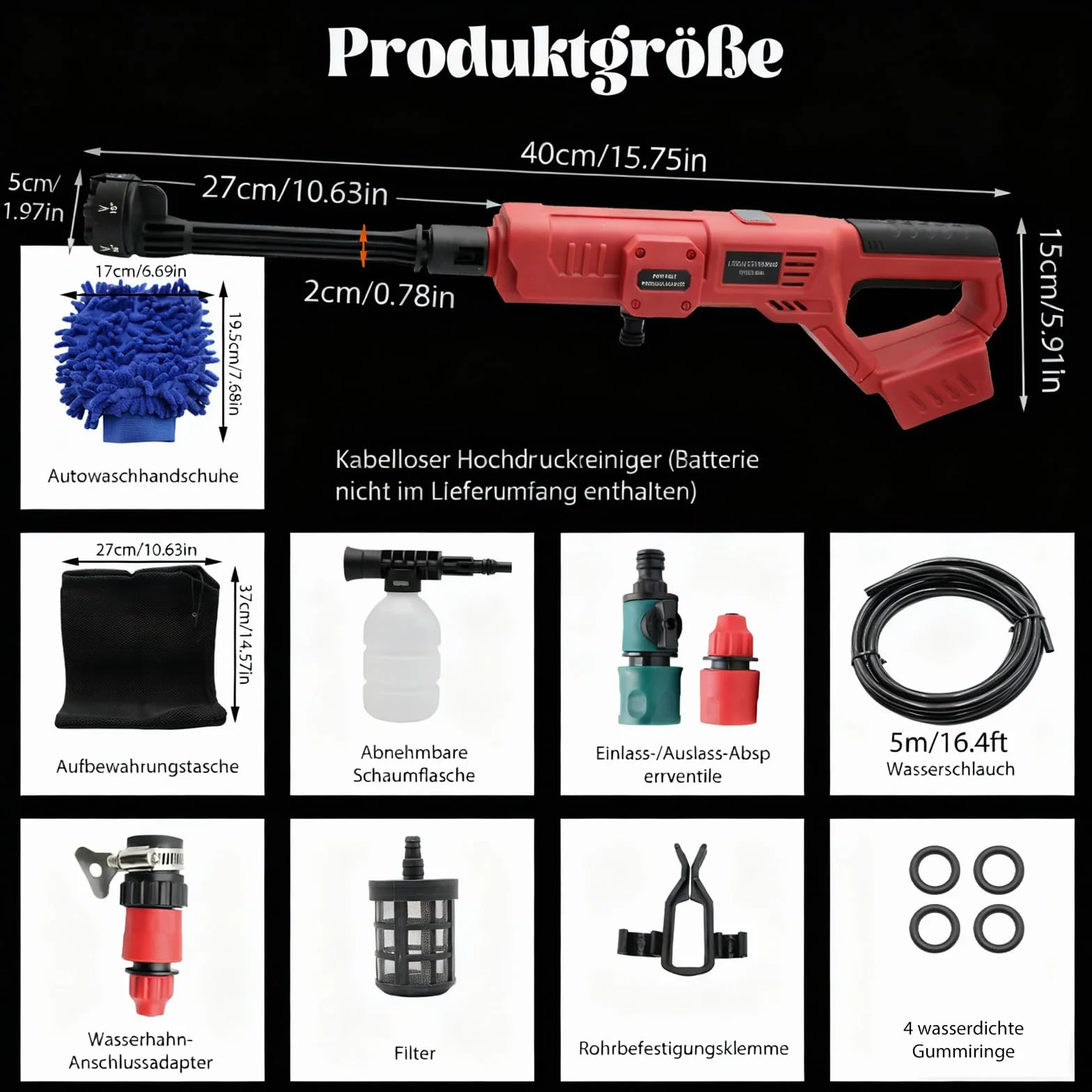 Akumulatorowa myjka wysokociśnieniowa 69 barów/1000 psi, Aartner 6 w 1, kompatybilna z akumulatorem Milwaukee 18 V, przenośny akumulatorowy pistolet do czyszczenia bez akumulatora do samochodów, okien