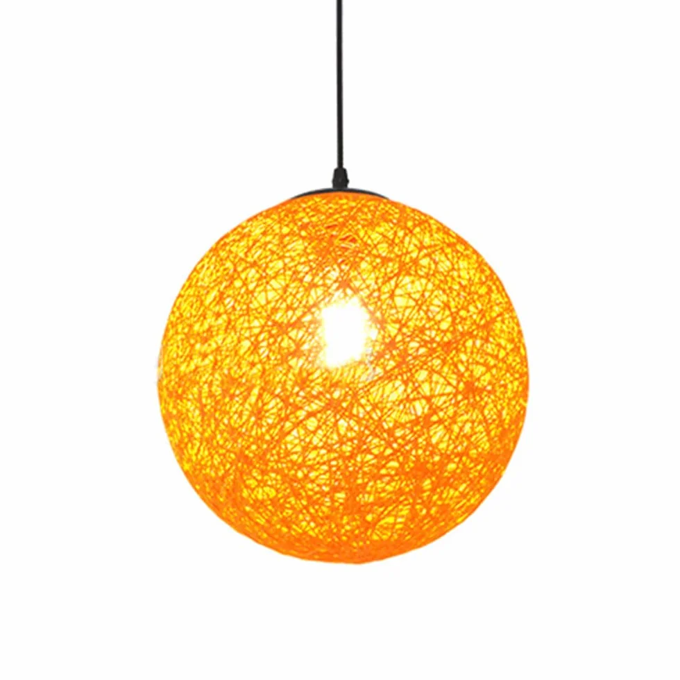 Azjatycki styl bambusowa lampa wisząca w kształcie kuli - 15,7" szeroka drewniana lampa sufitowa z regulowanym przewodem do jadalni i salonu, oświetlenie restauracji, beżowy design