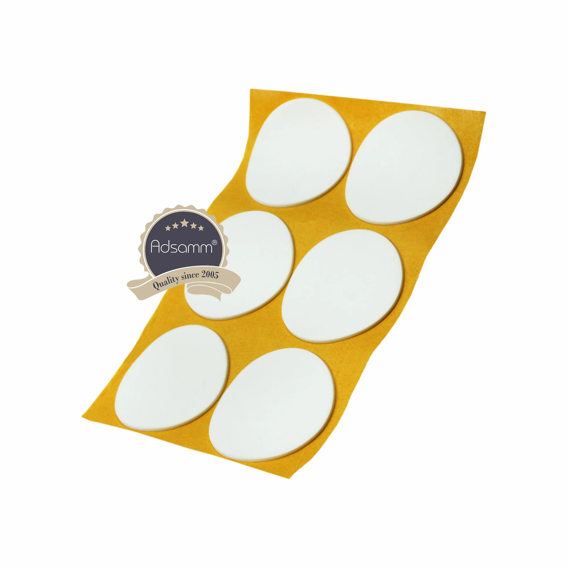 Adsamm® / 6 x samoprzylepnych podkładek antypoślizgowych z kauczuku komórkowego EPDM/ø 70 mm/biały/okrągły/2,5 mm grubości ślizgaczy