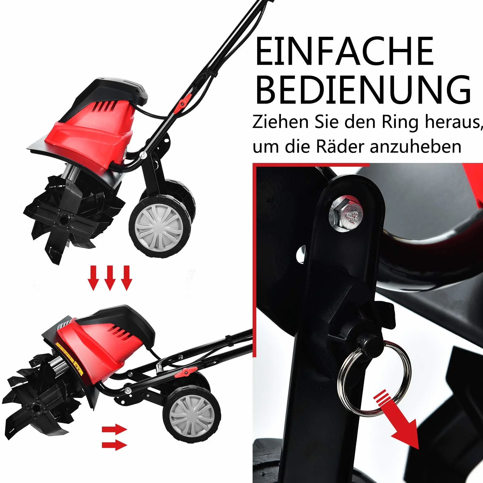 COSTWAY Elektryczna glebogryzarka 1500 W składana 6 noży głębokość robocza 22 cm szerokość robocza 43 cm