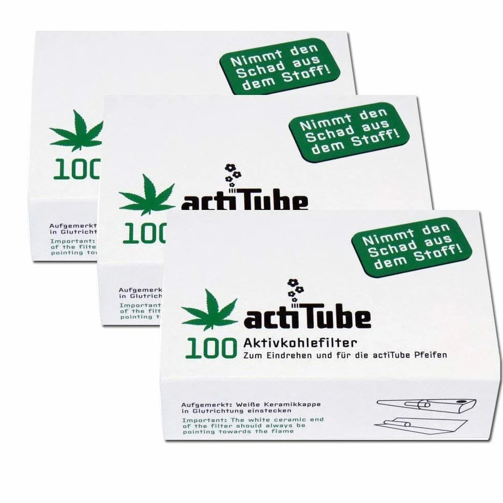300 ActiTube filtr z węglem aktywnym, 3 x 100 szt., wyświetlacz 9 mm, filtr wkręcany, gwizdek w Acti Tube Tune, tipsy filtrujące węgiel aktywny