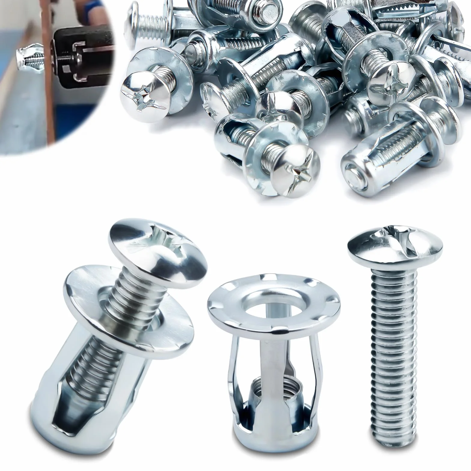 Mbsomnus Kotwica metalowa M4x20, 15 sztuk nakrętek z płatkami nakrętek rozszerzających kotwice wgłębne mocowania wgłębne kotwice ścienne zestaw Kit ciężki dla cienkich ścian drzwi wgłębnych blachy