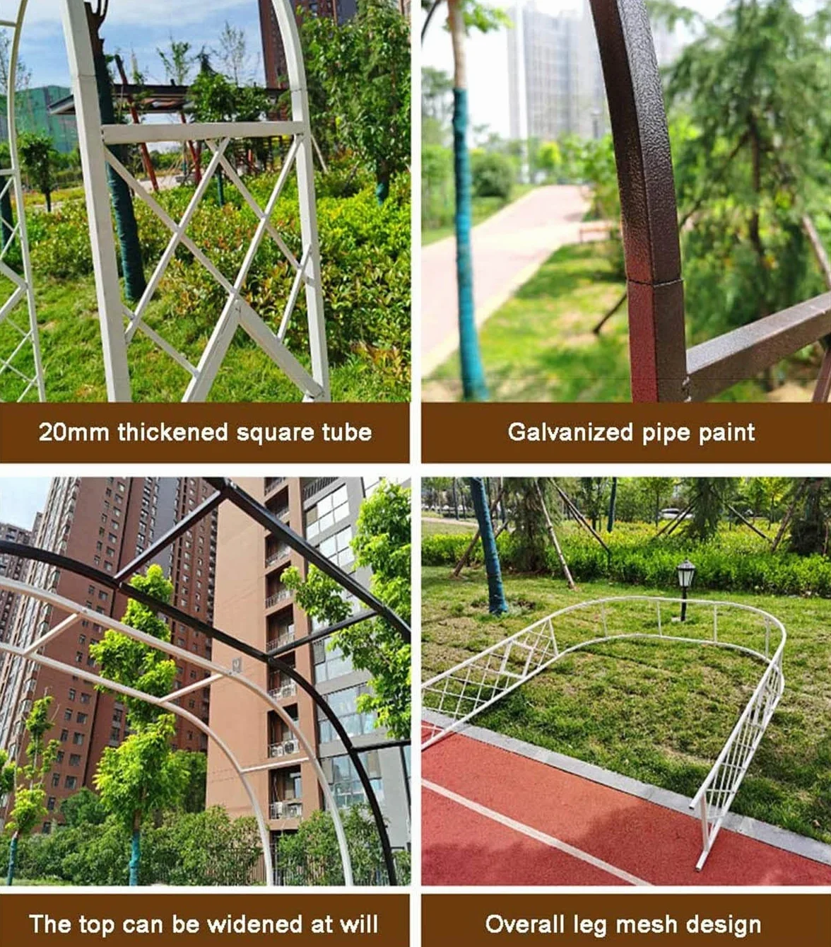 Metalowy łuk ogrodowy, metalowy łuk ogrodowy z kratką, solidna pergola o dużej wytrzymałości 270 cm, łuk różany z przejściem, szeroki 1,4 m, 1,8 m, 2,2 m, 2,6 m, 3 m, 3,4 m, łuki wsporcze z podstawą