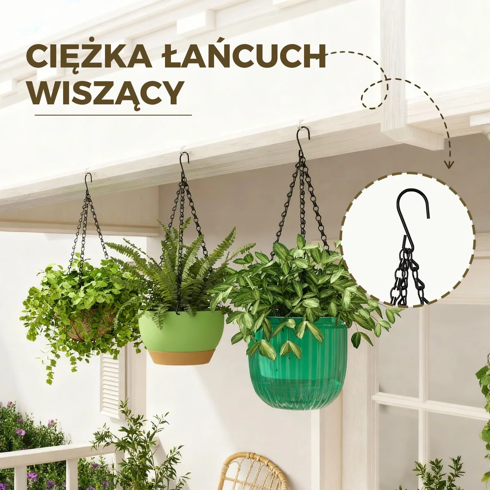 Bamworld 12 Szt. Wieszaków 35 cm Czarne Łańcuchy z Hakami Sufitowymi
