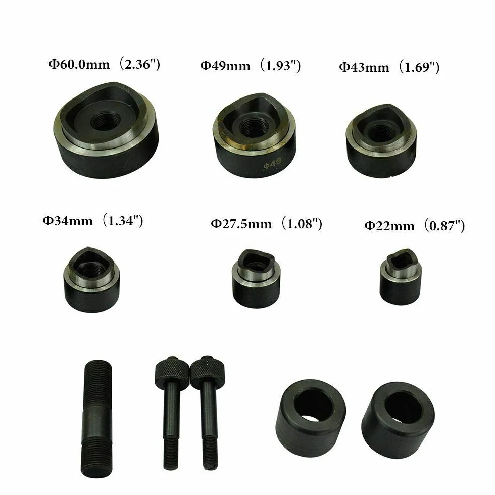 Hydrauliczne otwornice do blachy, 22 – 60 mm, cylindry, pompa hydrauliczna, zestaw narzędzi w walizce, zestaw narzędzi hydraulicznych, zestaw narzędzi do wybijania metalu, pompy 10T do metalurgii, benzyny, urządzeń elektrycznych!