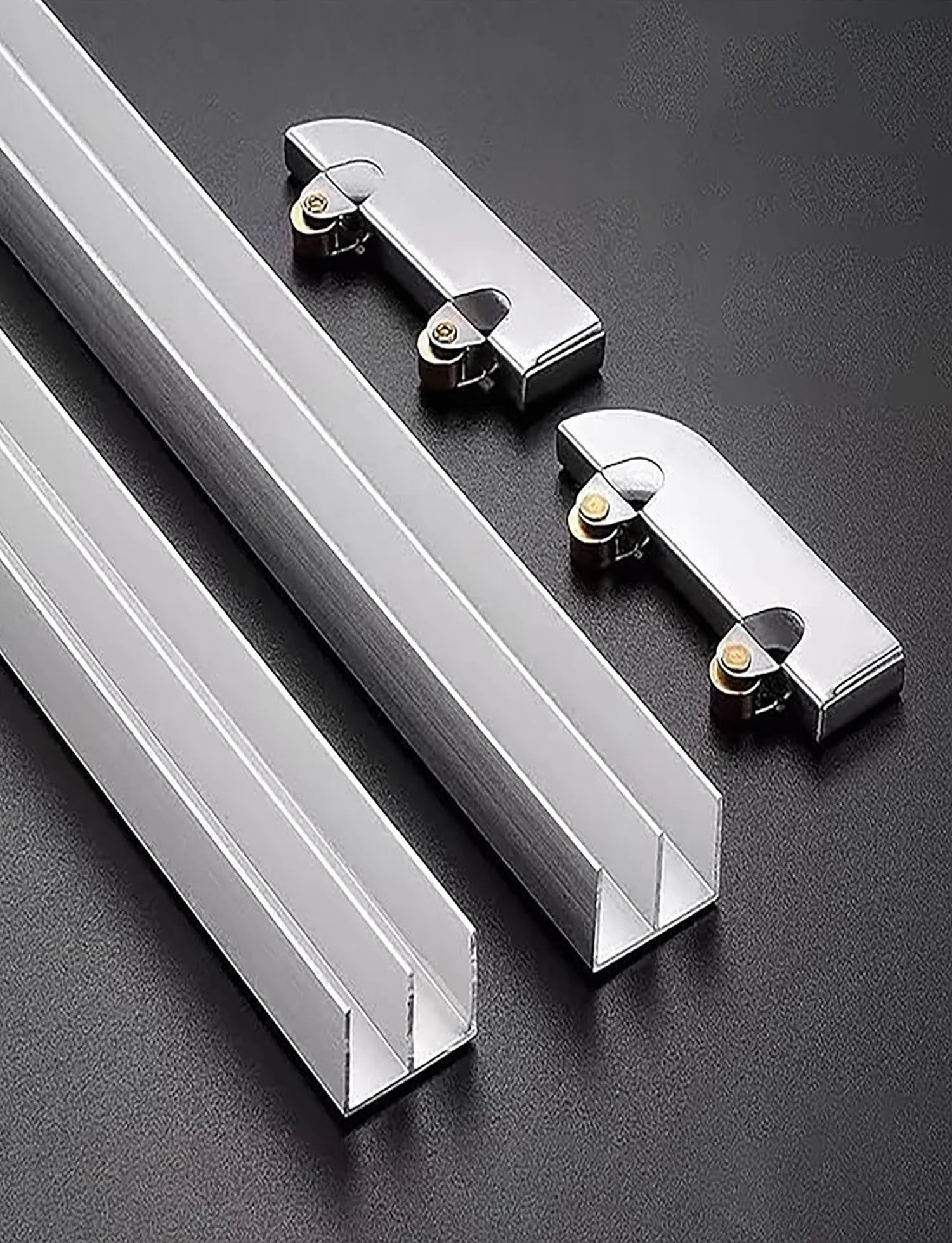 Szyna do drzwi przesuwnych ze szkła akrylowego, pogrubiona podwójna szyna do szkła 5-8 mm, akcesoria do kół szynowych ze stopu aluminium do witryn wystawowych