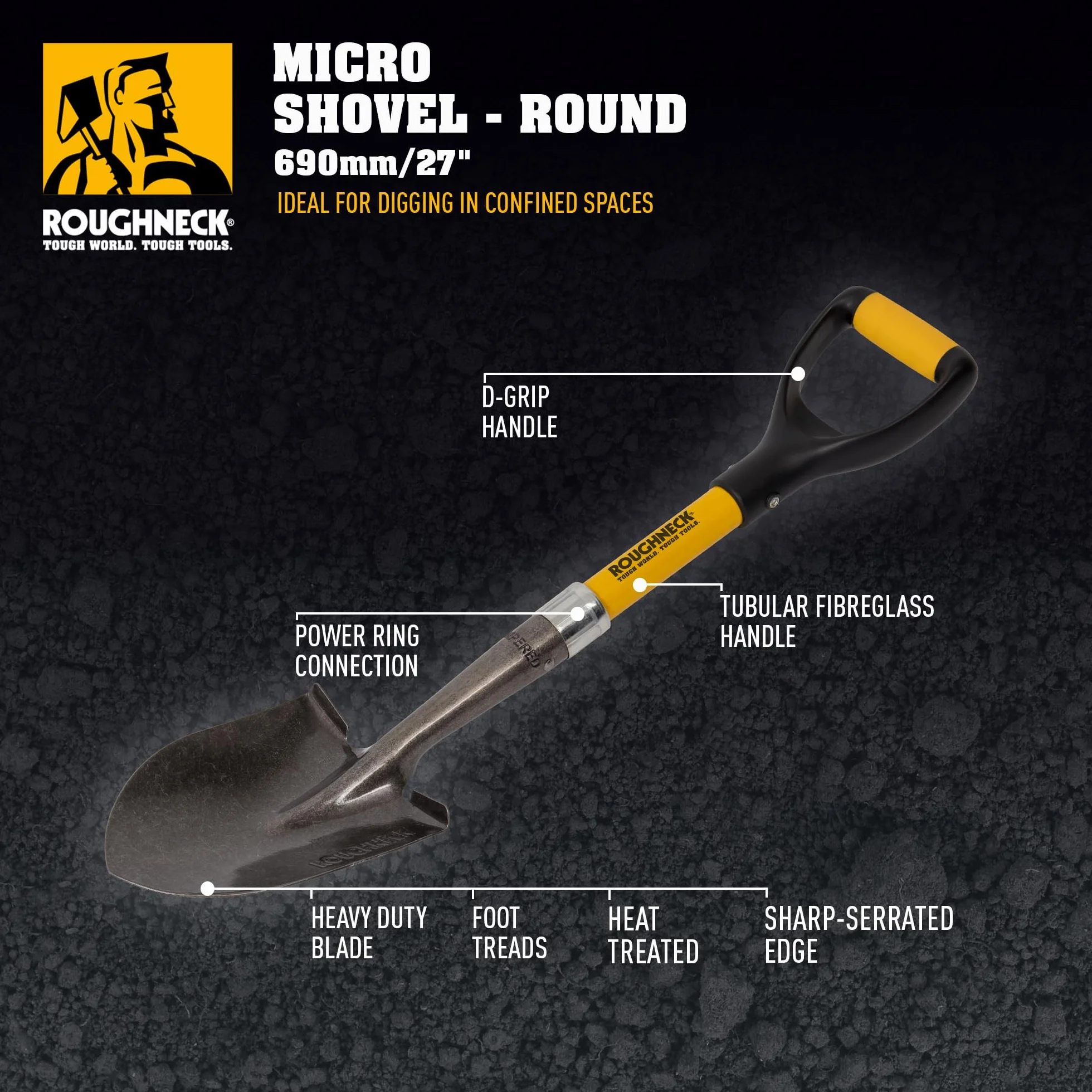 Roughneck ROU68004 Okrągła mikrołopatka 150 x 690 mm czarna