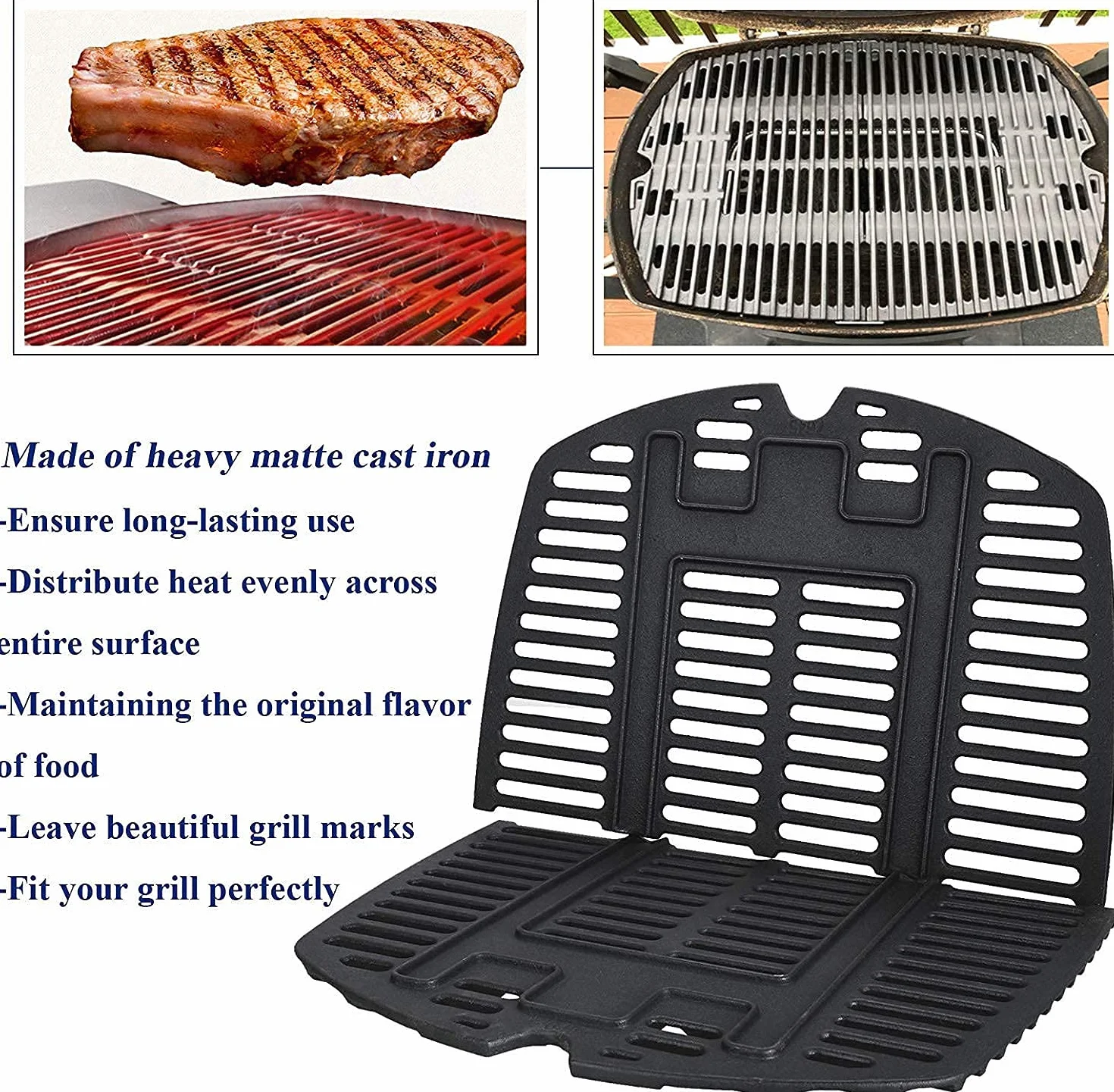 Weber Q200 Q220 Q2000 Q2400 żeliwne ruszt do gotowania 27,3 x 38,8 cm 7645 grill gazowy zamiennik