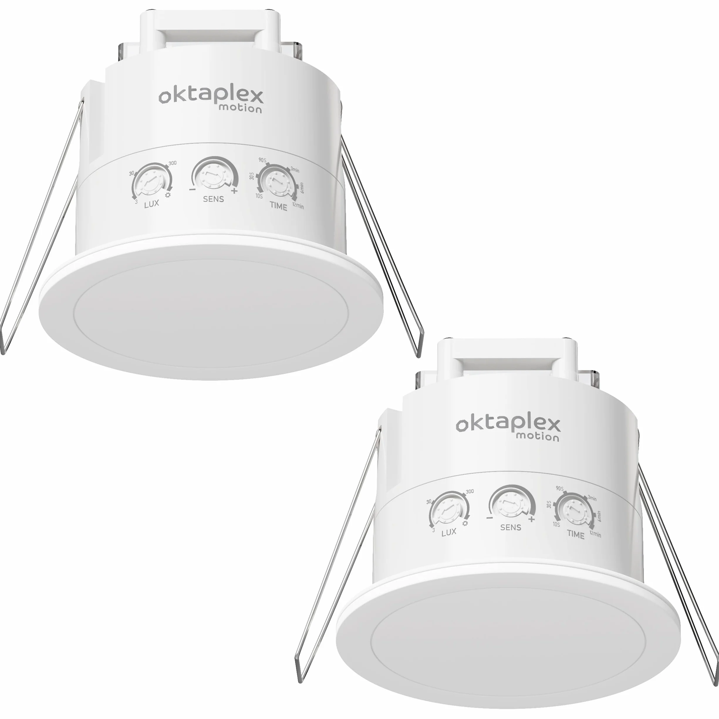 Oktaplex Noa zestaw 2 czujników obecności 24 GHz, 360 stopni, IP65, czujnik ruchu, 6 m, czujnik obecności, nadaje się do łazienki, podtynkowy, płaski, biały, 230 V
