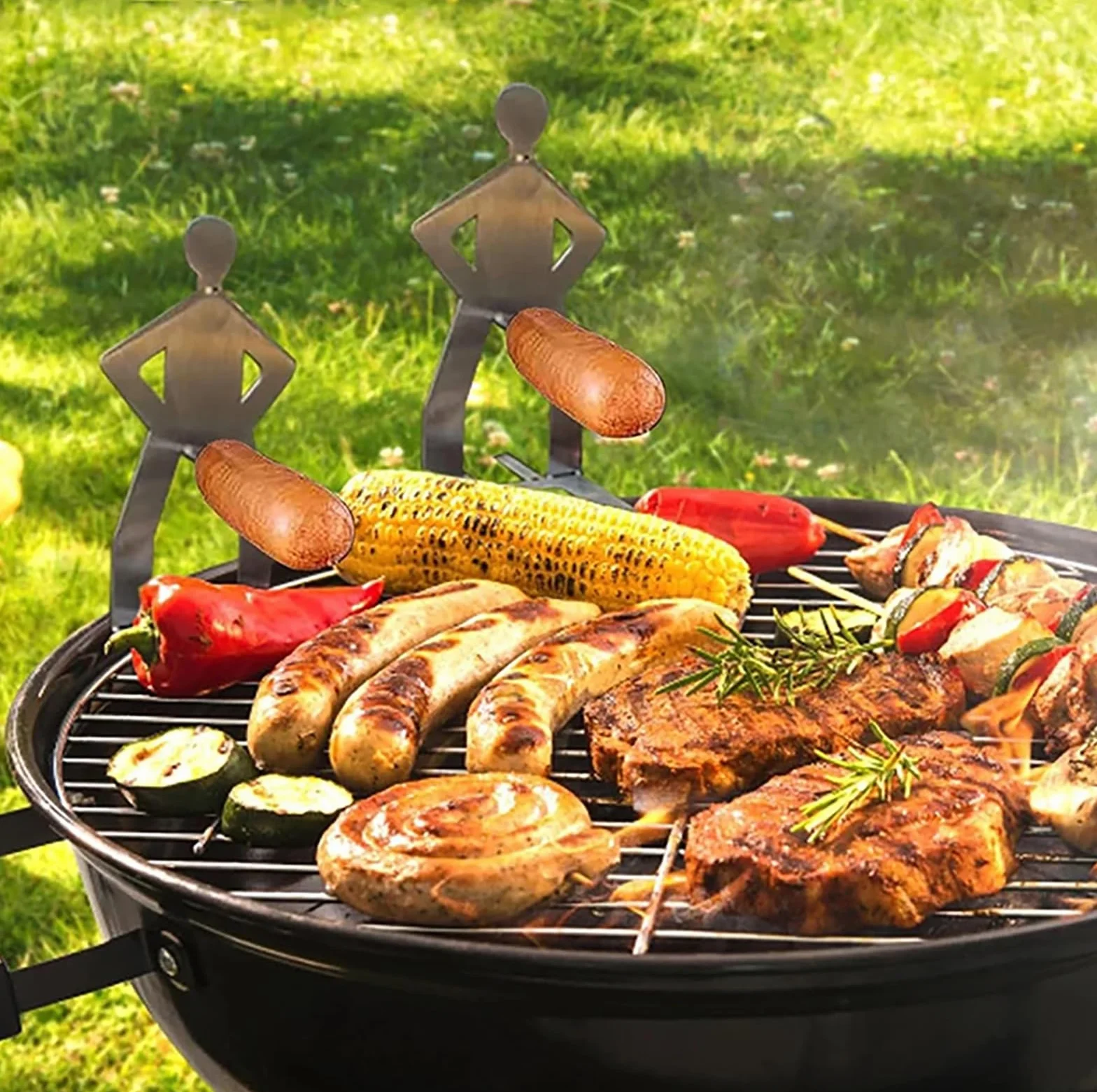 Stojak na hot dogi ze stali nierdzewnej, 3 szt. akcesoria do grilla