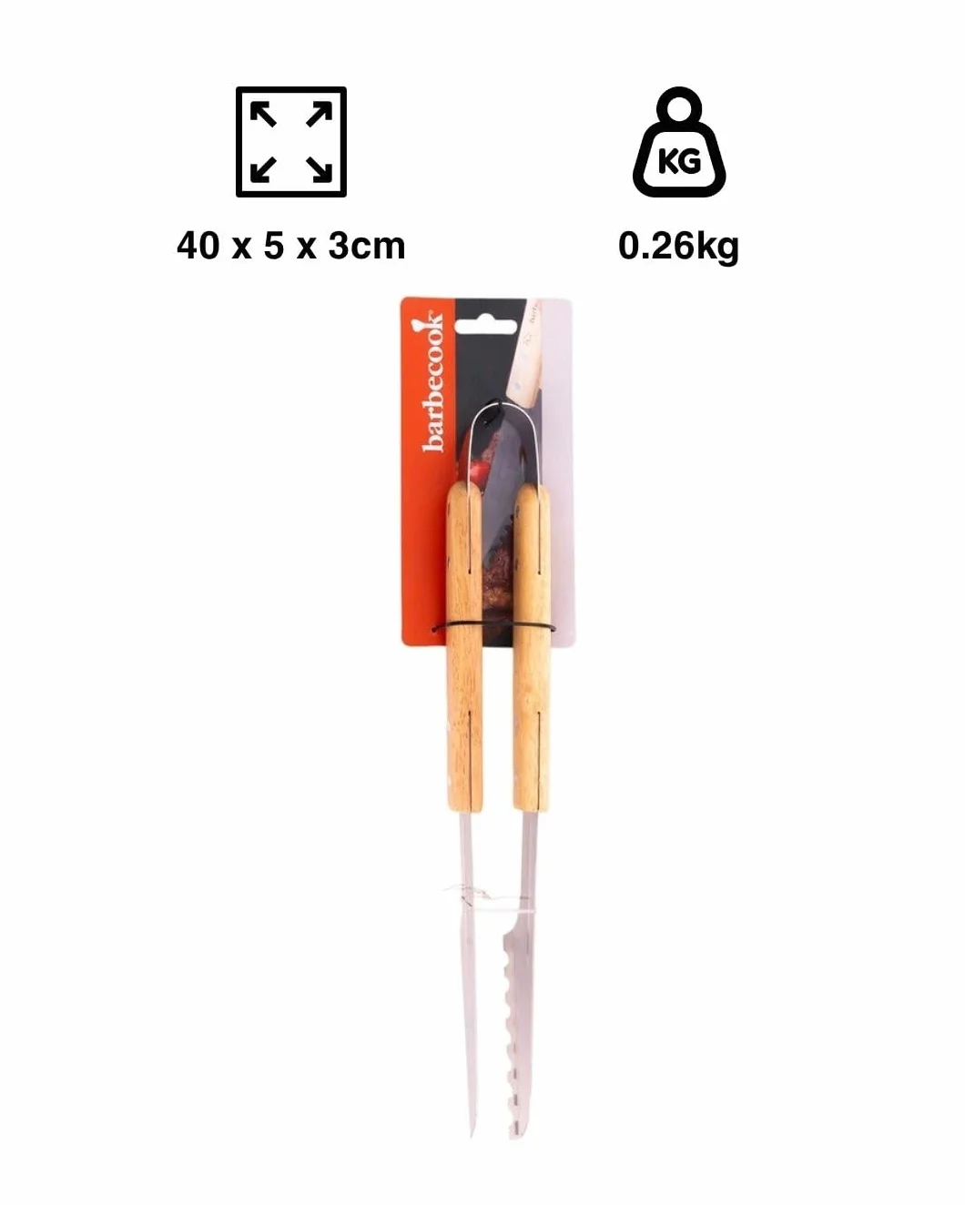 Barbecook Szczypce do grilla, szczypce do grilla, nadają się do skręcania, luksusowe szczypce ze stali nierdzewnej/gruszki, 40 cm, szaro-beżowe