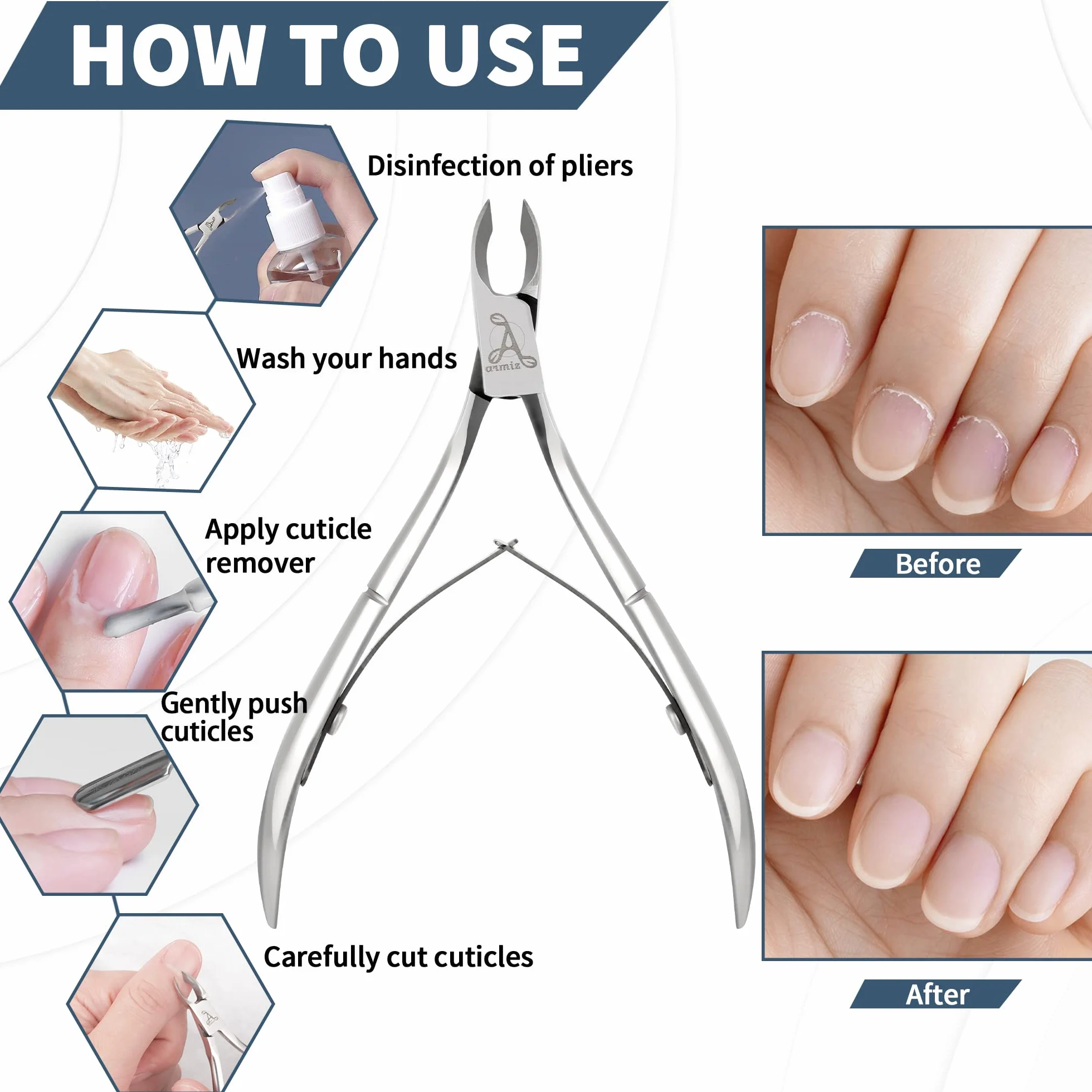 Cążki do Skórek ze Stali Nierdzewnej – Profesjonalne Narzędzie do Manicure i Pedicure (Srebrne) z Ostrzem 0,25 cala do Precyzyjnego Usuwania Skórek